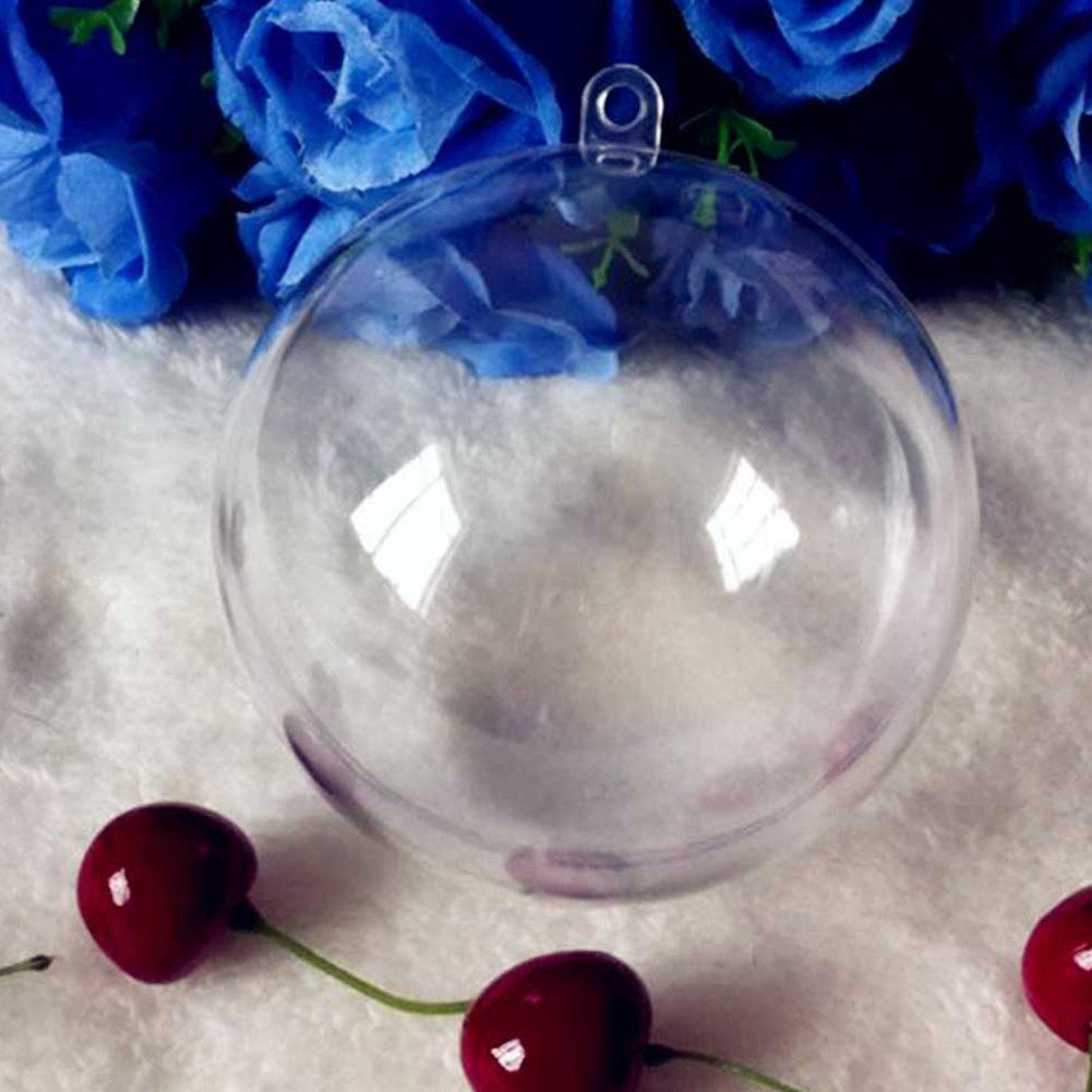 15PCS Transparent Plastic Fill-able Ball Ornament Hollow Sphere Snap-On Ball view 3