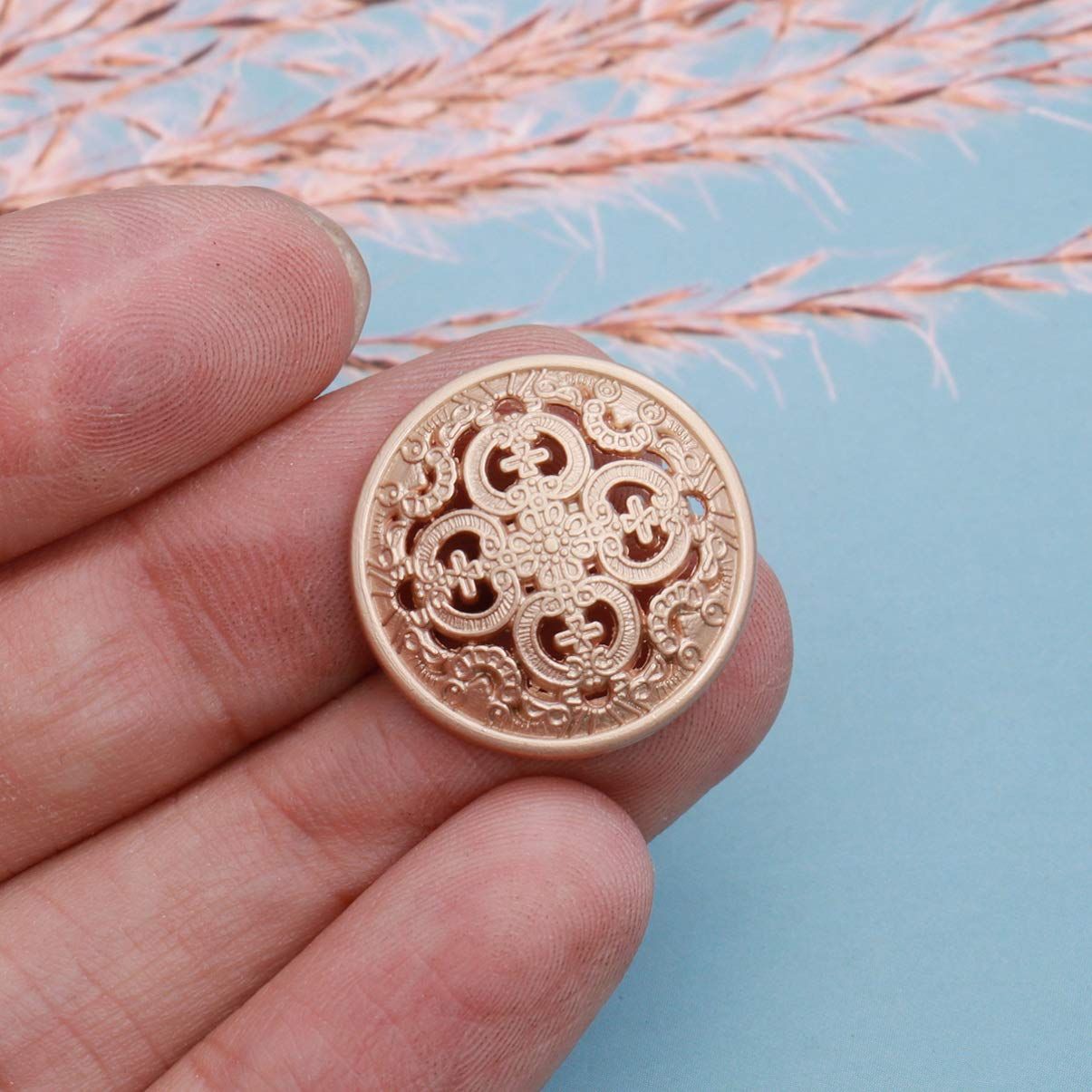30pcs Round Metal Hollow Out Button Coat Buttons Flat Buttons Jacket Button view 2