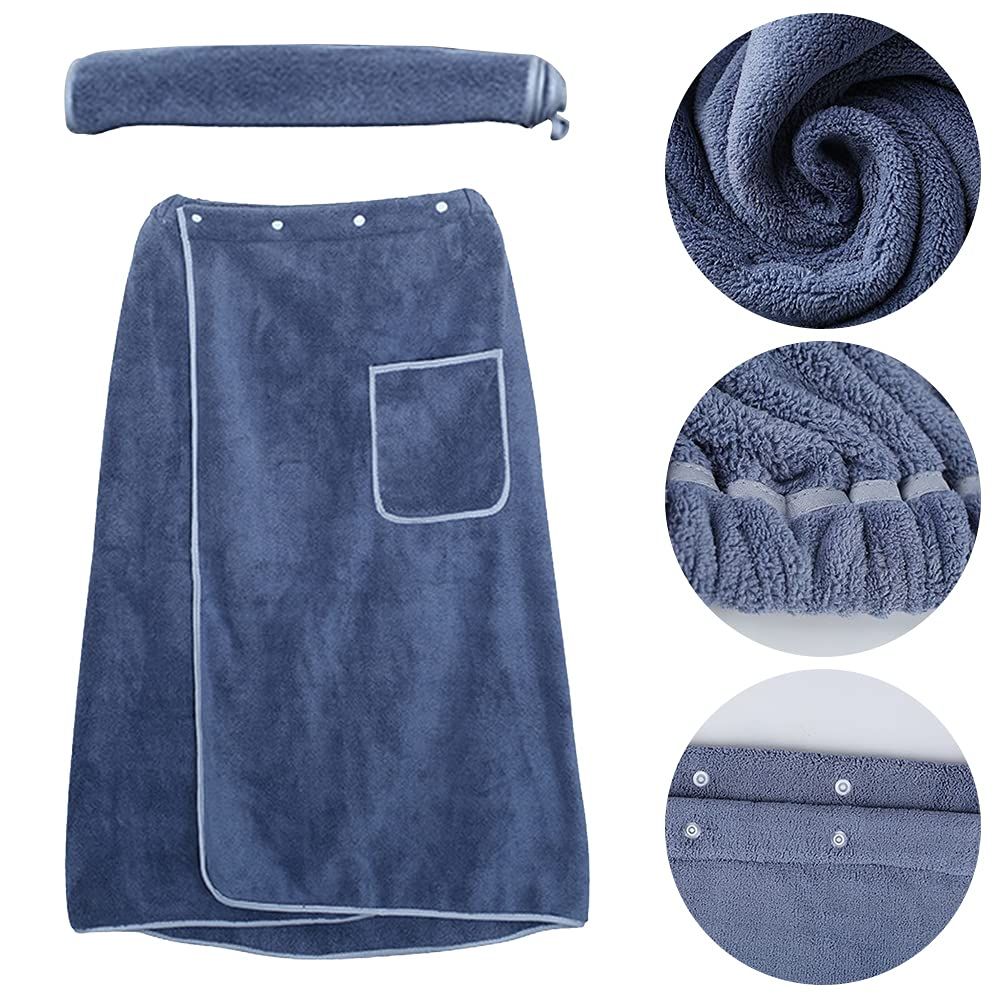 Men's Wearable Bath Wrap Mens Towel Wrap Spa Bath Robe Cotton Body Wrap Towels view 2