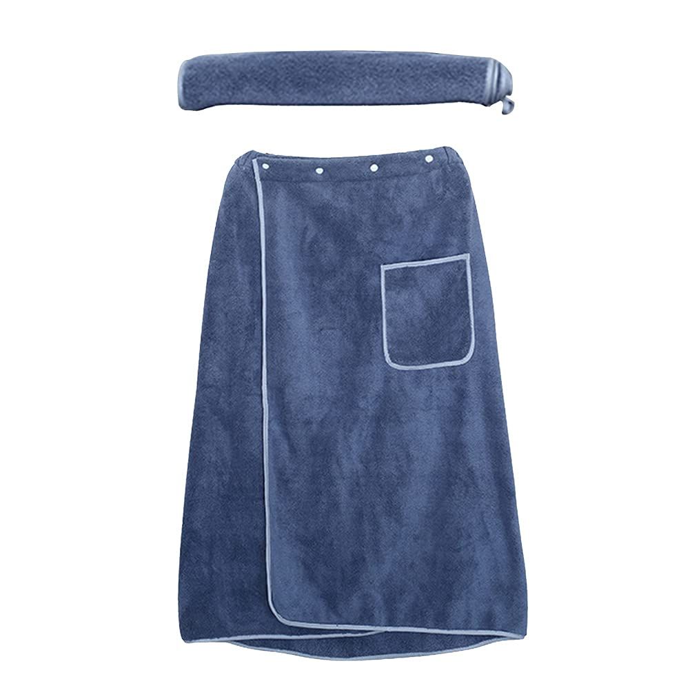 Men's Wearable Bath Wrap Mens Towel Wrap Spa Bath Robe Cotton Body Wrap Towels view 3