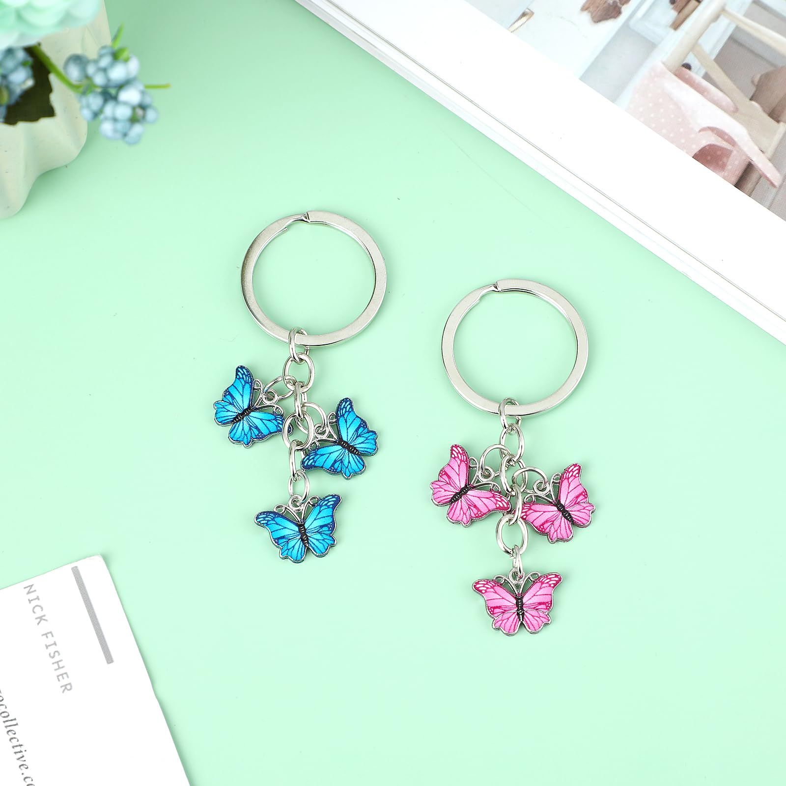 2Pcs Butterfly Keyrings For Women