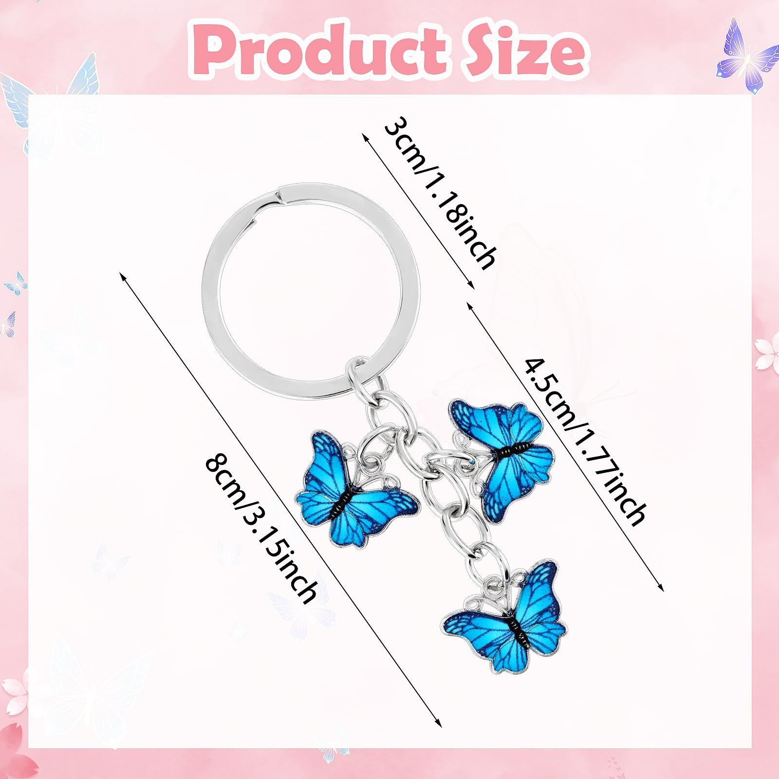 2Pcs Butterfly Keyrings For Women view 4