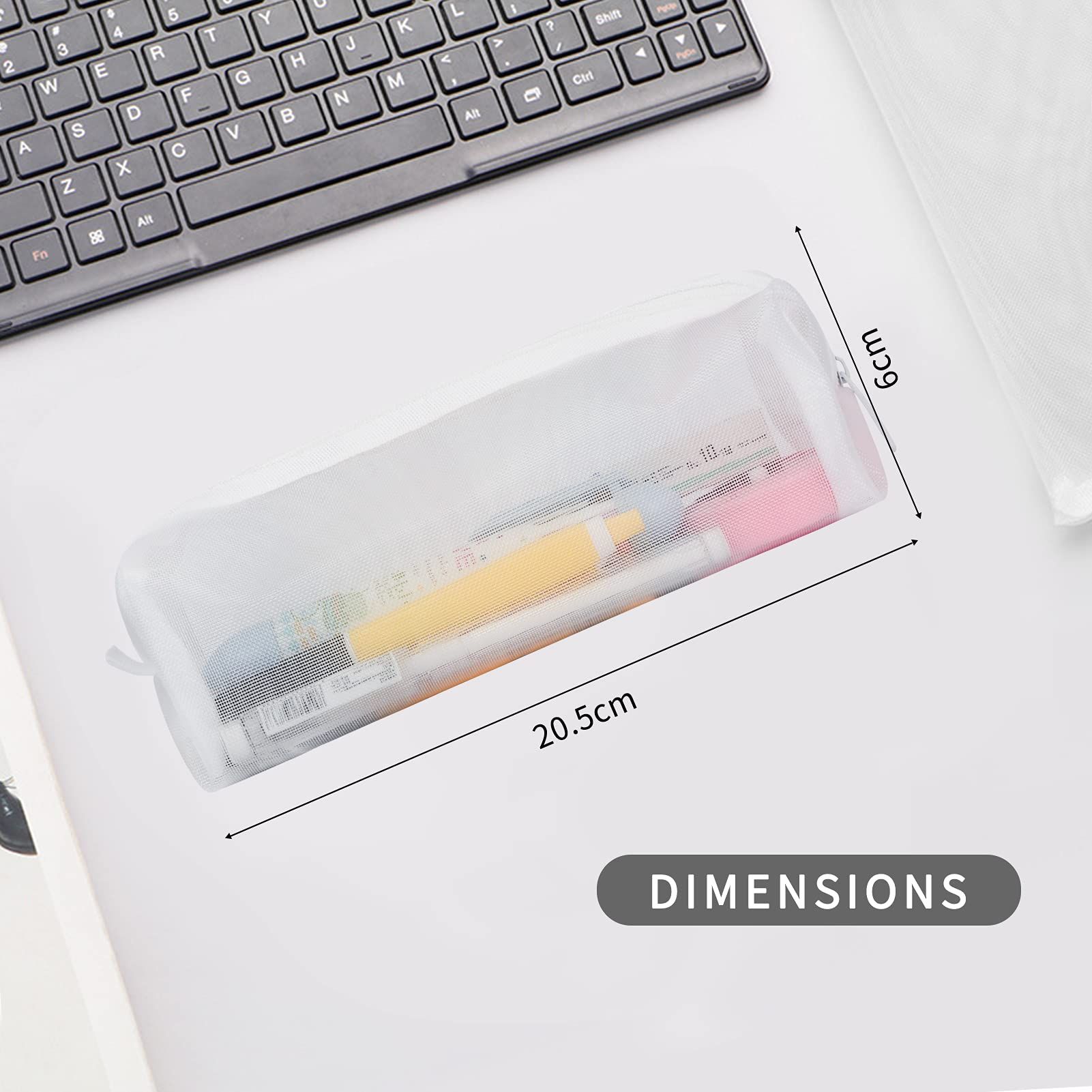 Mesh Pen Bag, 3 Pack Zipper Mesh Pouch, Multifunctional Clear Pencil Case view 4
