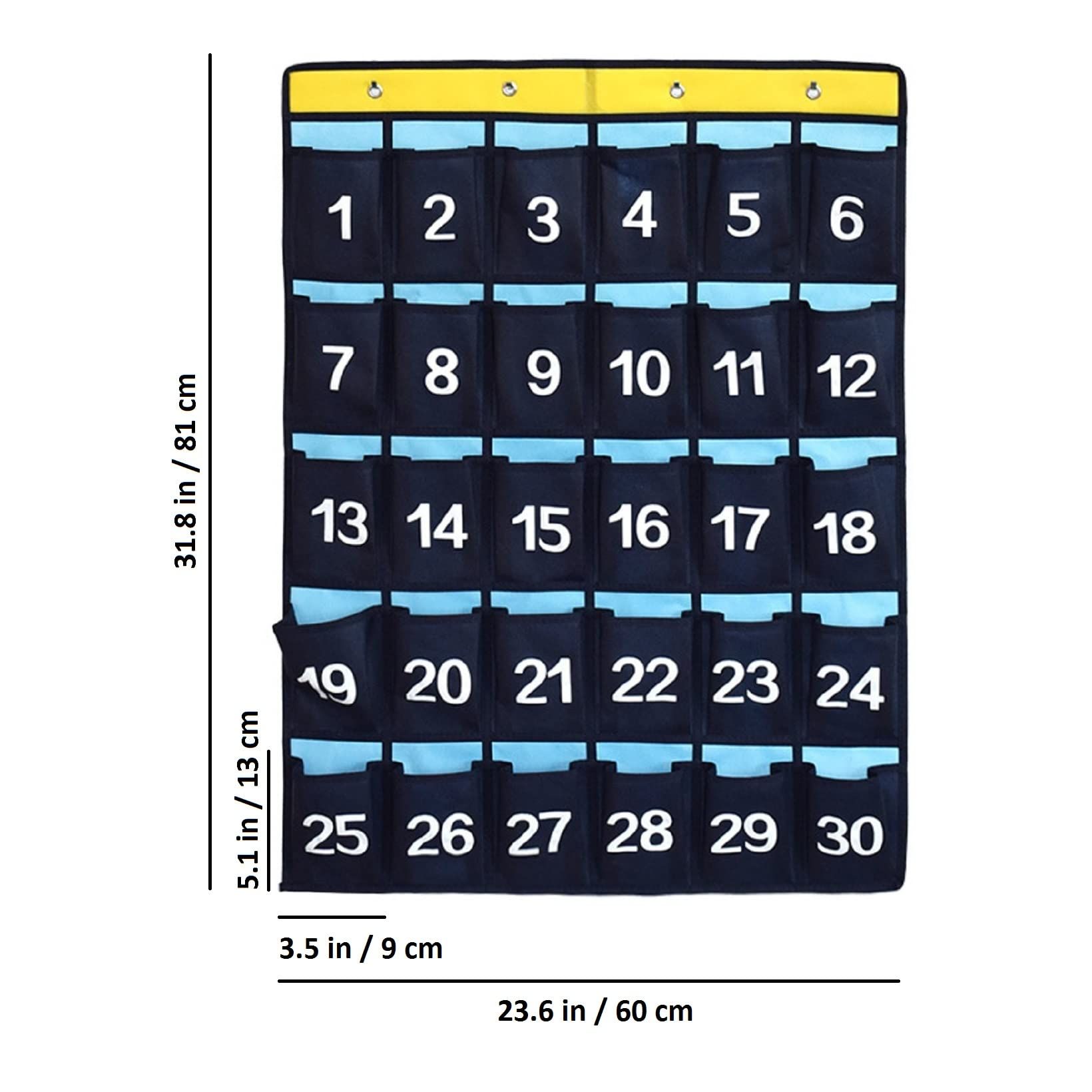 Numbered Pocket Chart Over Door Hanging Classroom Organizer for Cell Phones view 3