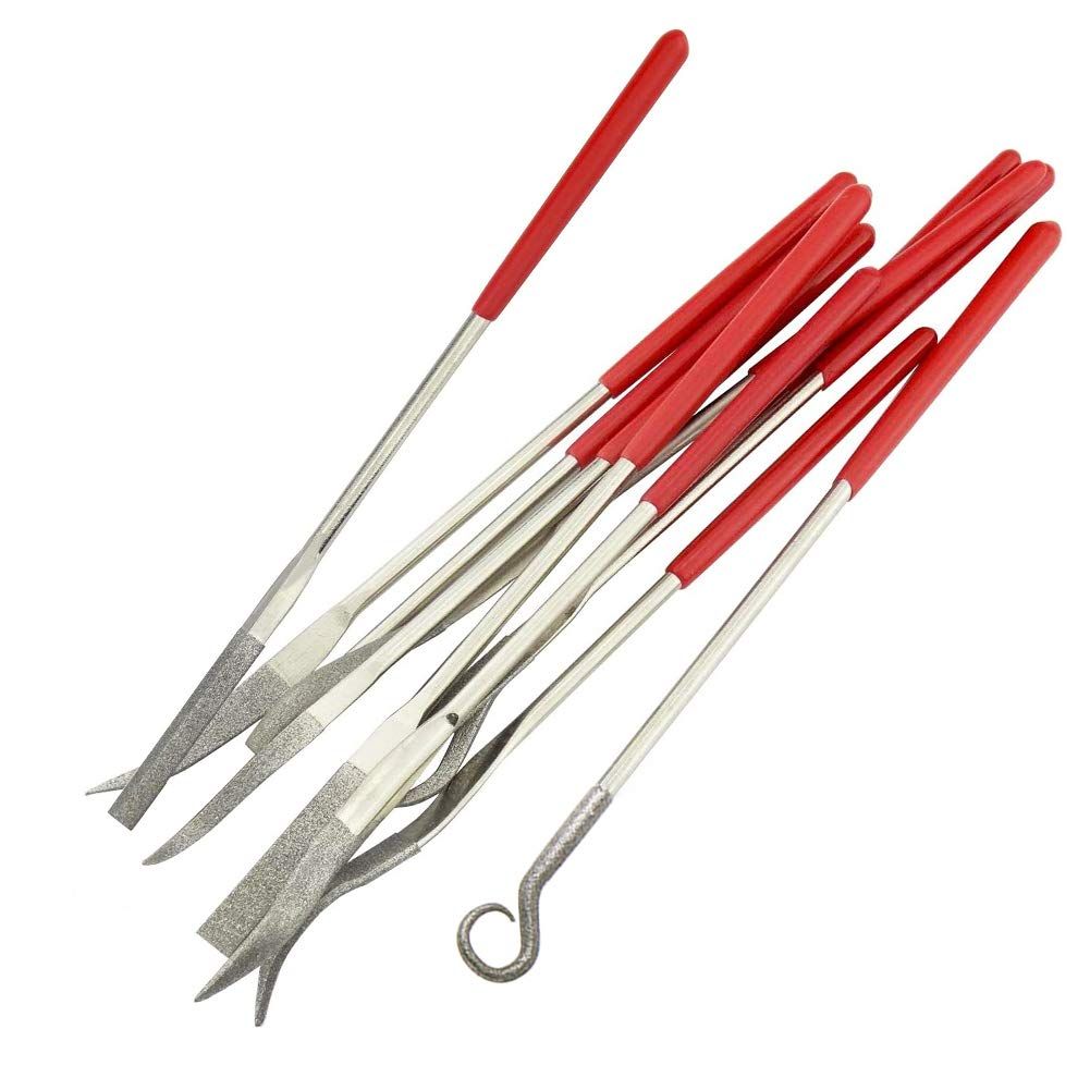 10 Pcs Assorted Mini Diamond File Set Flat Needle Square Round Shape Files for view 2