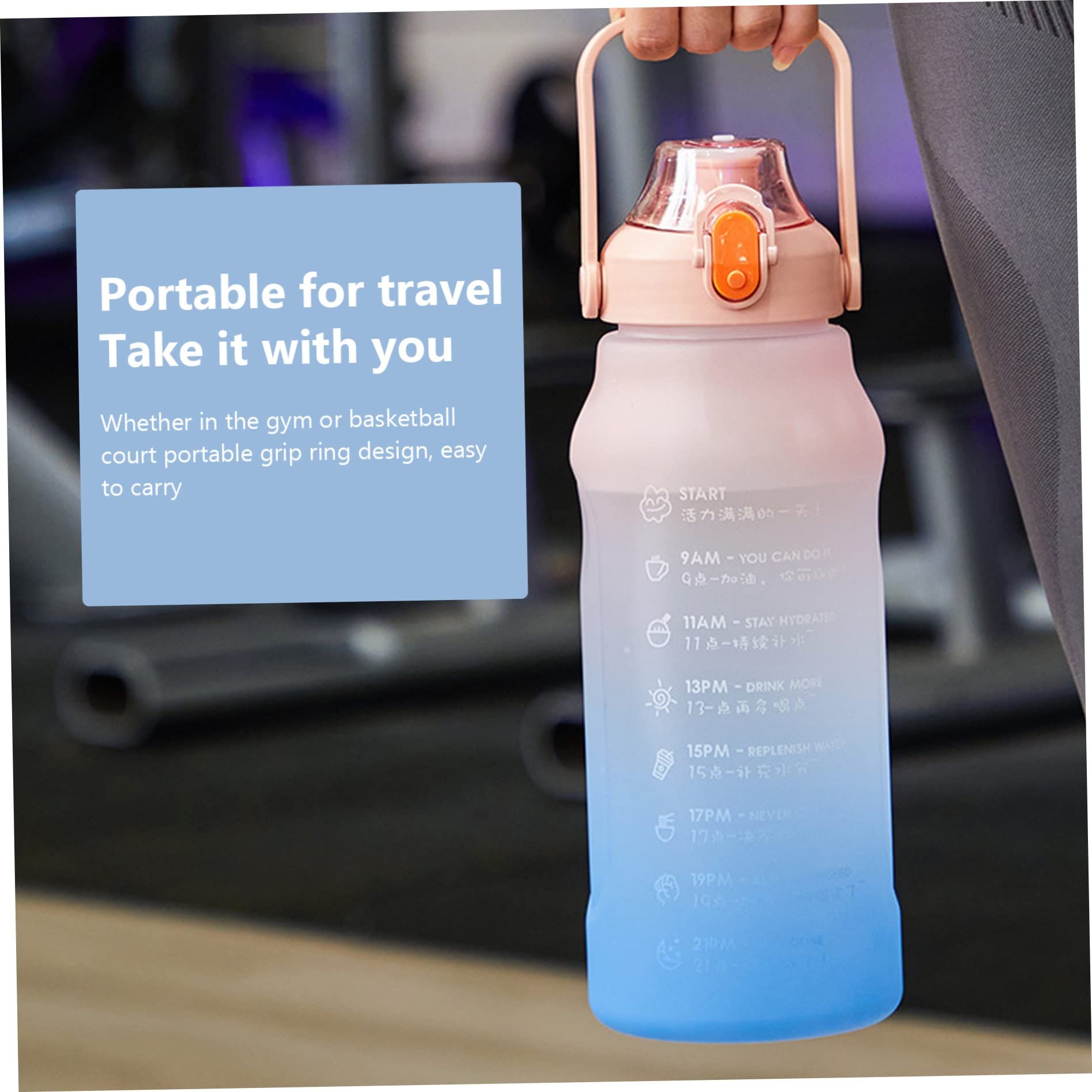 Water Bottle, Free Sports Drink Bottle with Time Marking & Lock Cover view 3