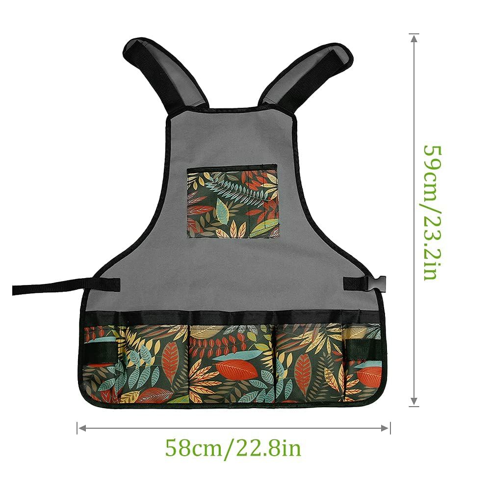 Garden Apron, Oxford Cloth Work Apron with Pockets, Adjustable Tool Apron for view 3