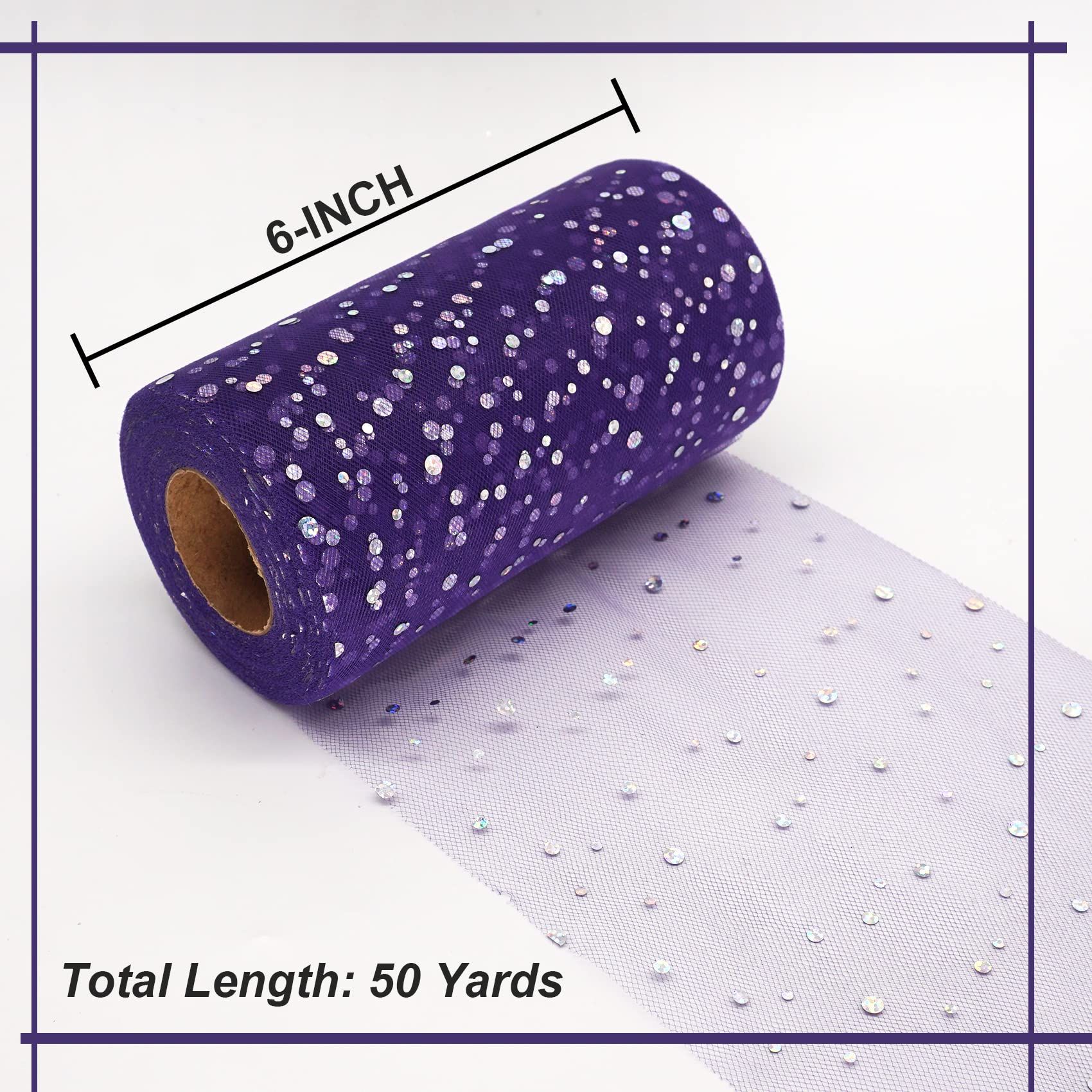Glitter Tulle Fabric Rolls 6 Inch 50 Yards (150ft) Sparkling Ribbon Sequin view 2
