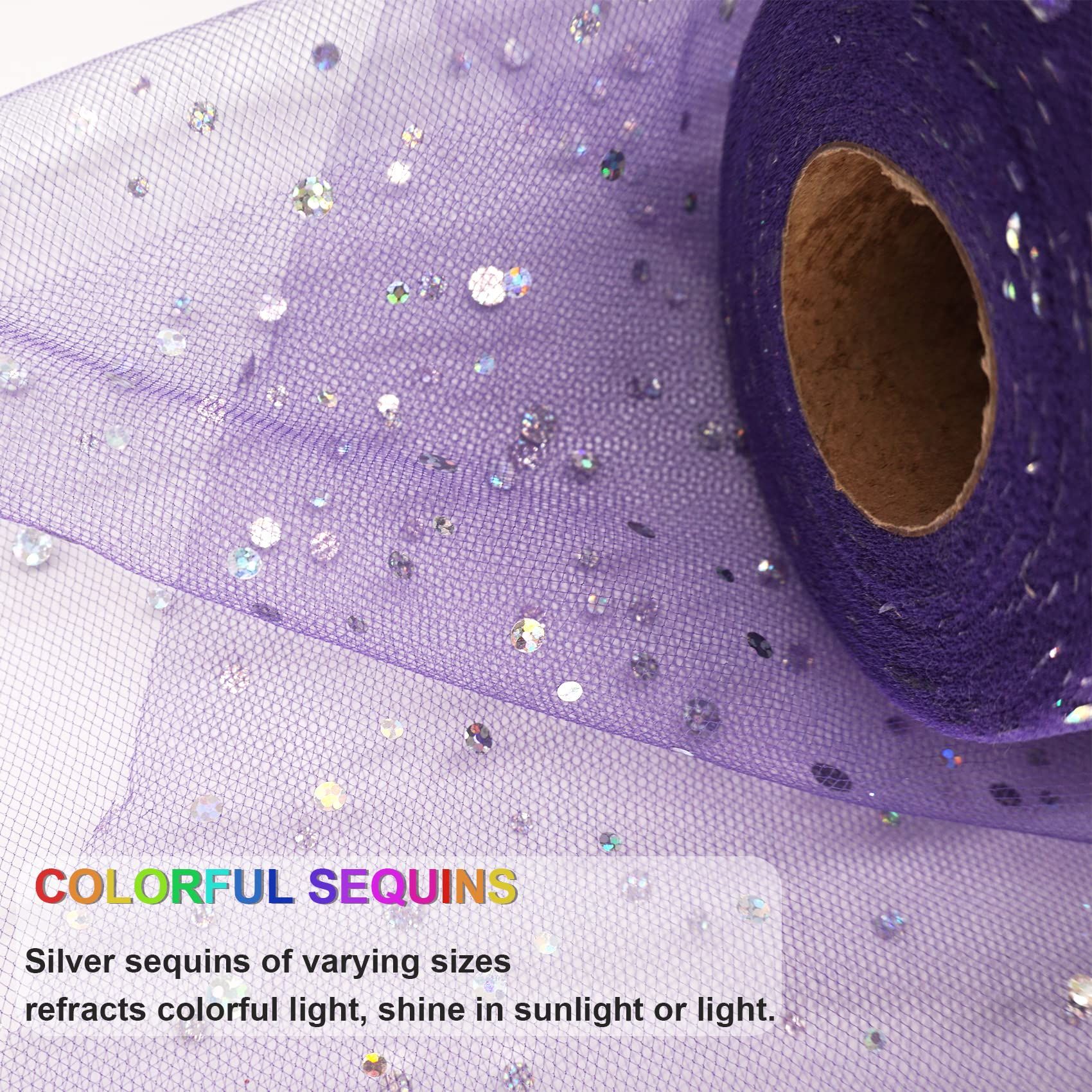 Glitter Tulle Fabric Rolls 6 Inch 50 Yards (150ft) Sparkling Ribbon Sequin view 4