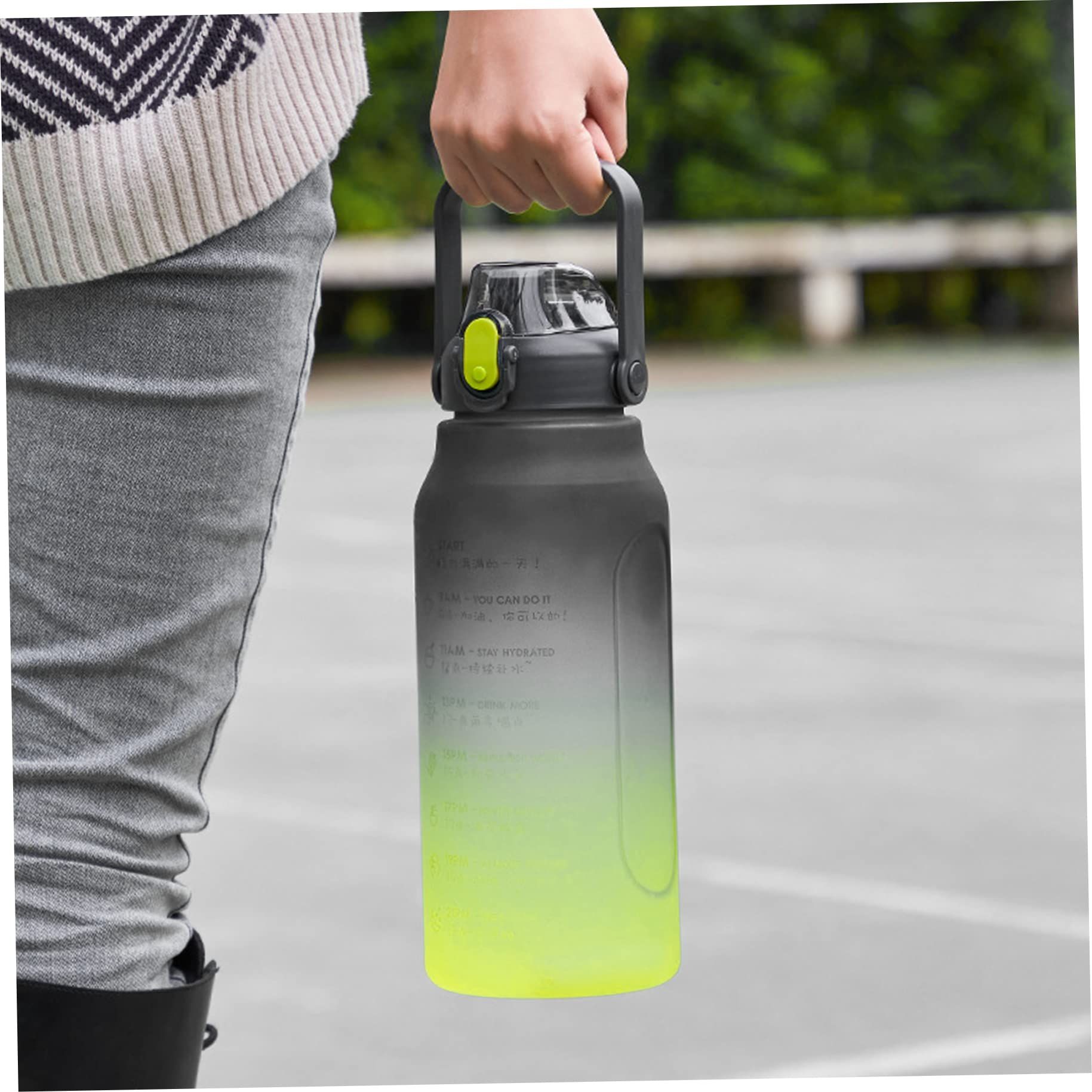 Water Bottle, Bpa Free Sports Drink Bottle with Time Marking & Lock Cover view 3