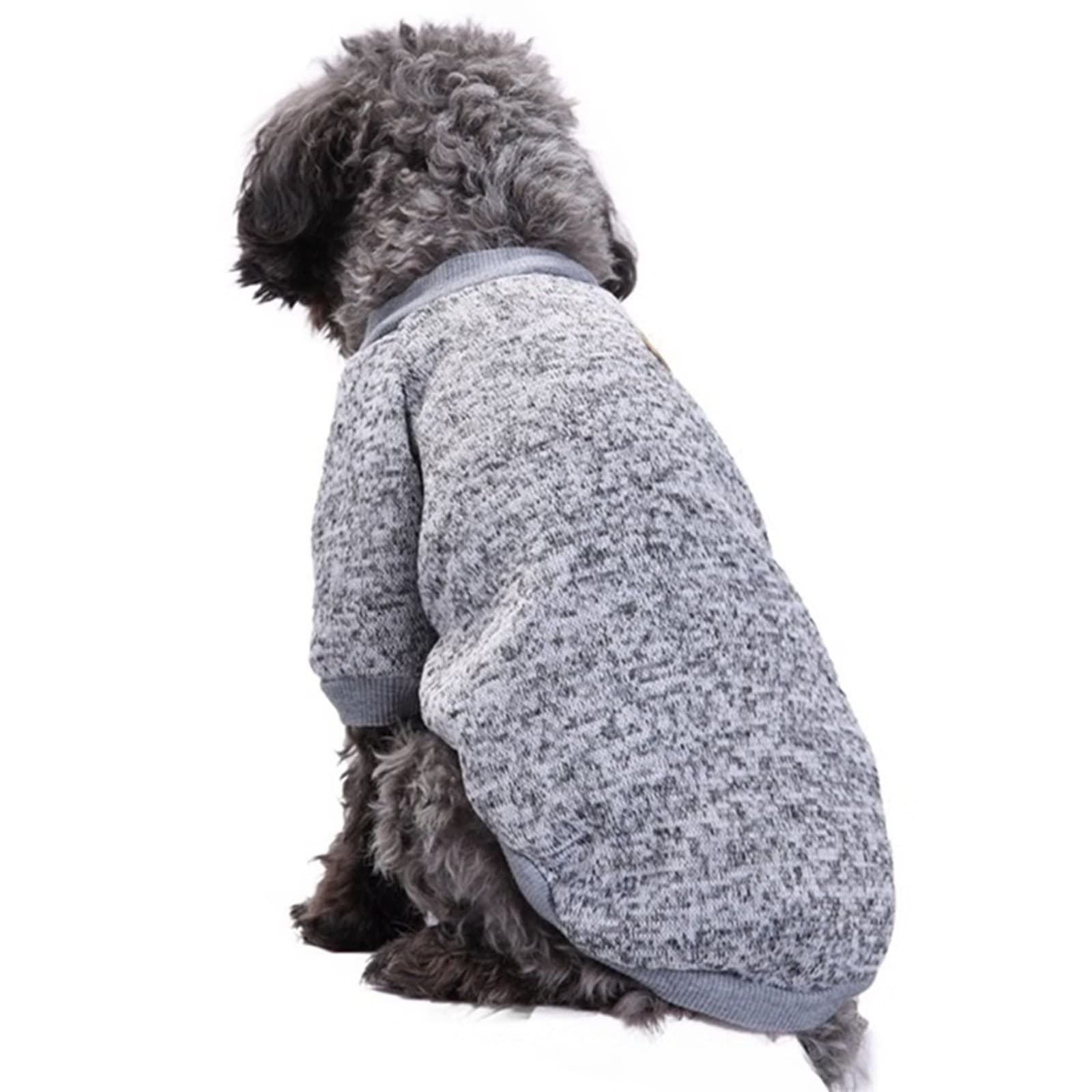 Pet Dog Sweater for Small Medium Dogs Boy Girl Puppy Warm Clothes Winter Gray view 4