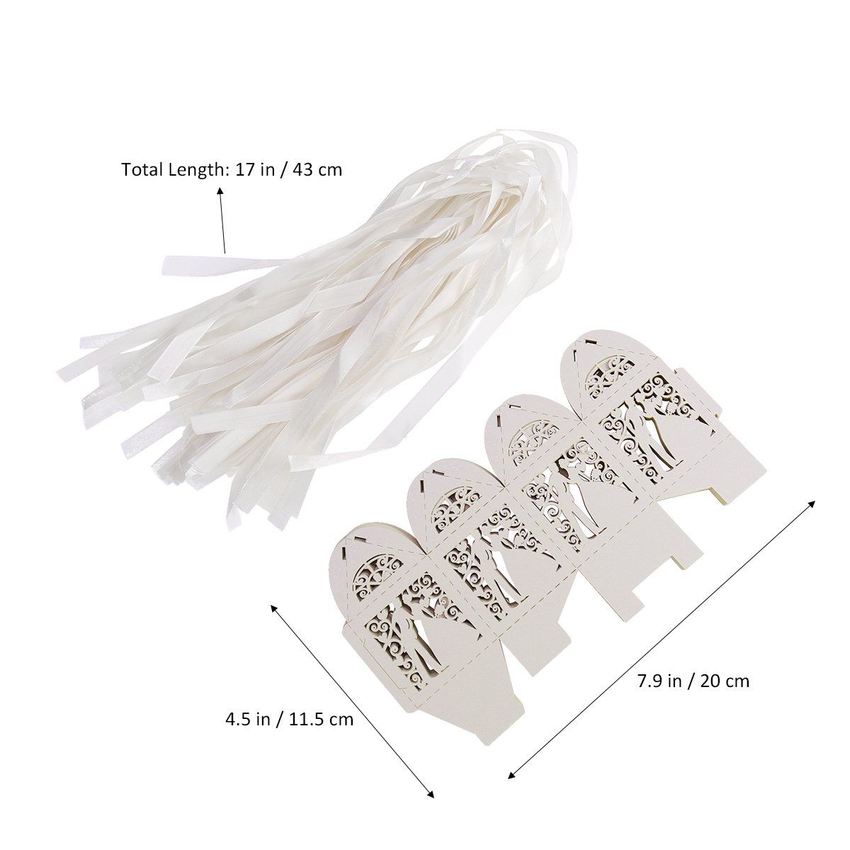 100pcs Wedding Candy Boxes Couple Design Luxury Party Wedding Favor Ribbon