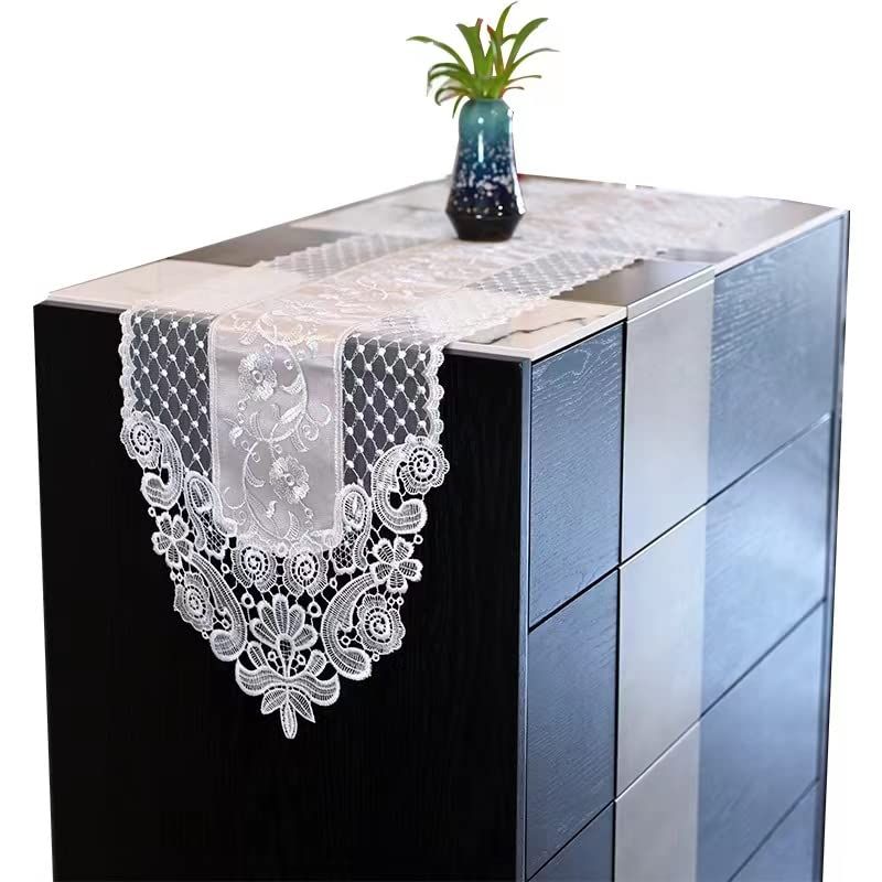 Lace Table Runner Embroidered Gauze view 2