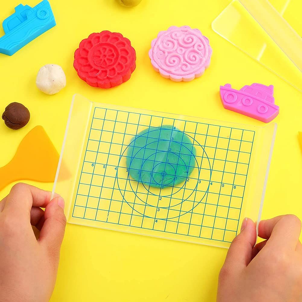 1PC Acrylic Sheet Backing Board with Grid Clay Pottery Craft Tool for Shaping view 3