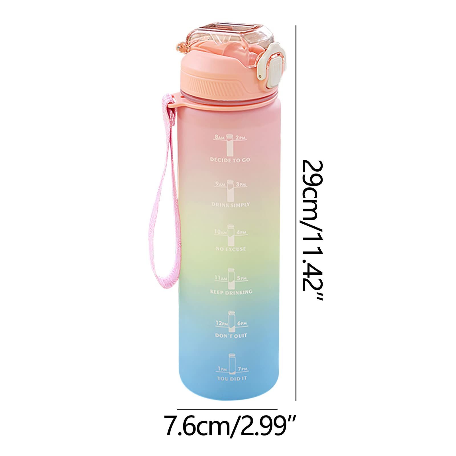 1L Water Bottles Big Water Bottle with Straw Travel Water Bottle with Time view 2