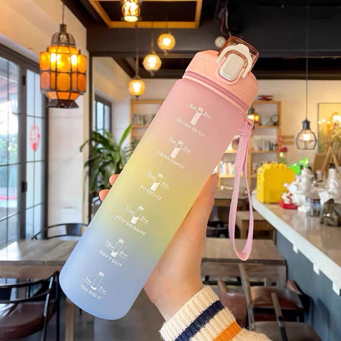 1L Water Bottles Big Water Bottle with Straw Travel Water Bottle with Time view 4