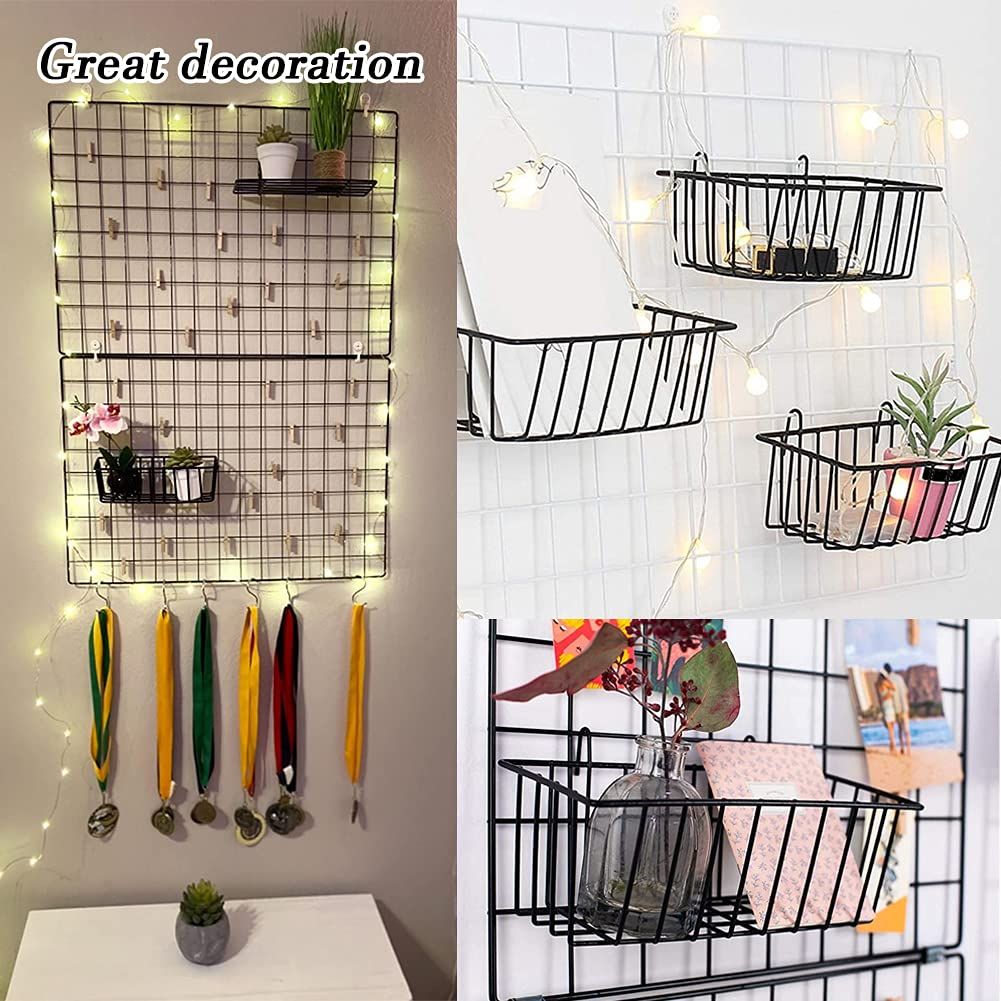 3 Pack Wall Grid Panel Hanging Wire Basket view 4