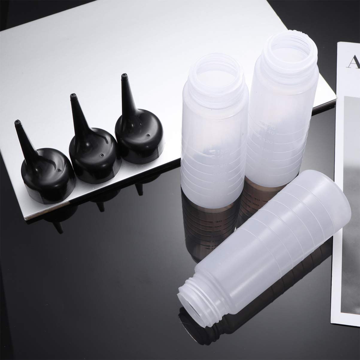 3pcs Applicator Bottles Hair Coloring Bottle Needle Tip Glue Bottle for Salon view 2