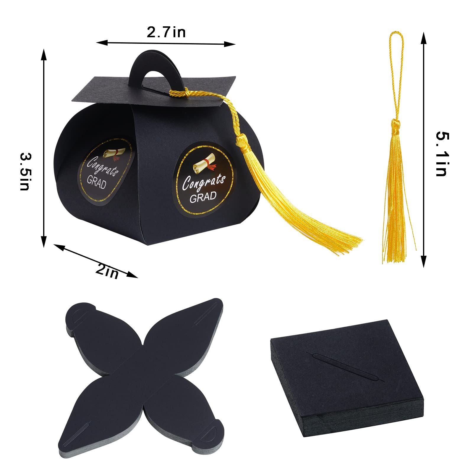 50 Pieces Graduation Cap Gift Box Graduation Candy Box Grad Candy Boxes