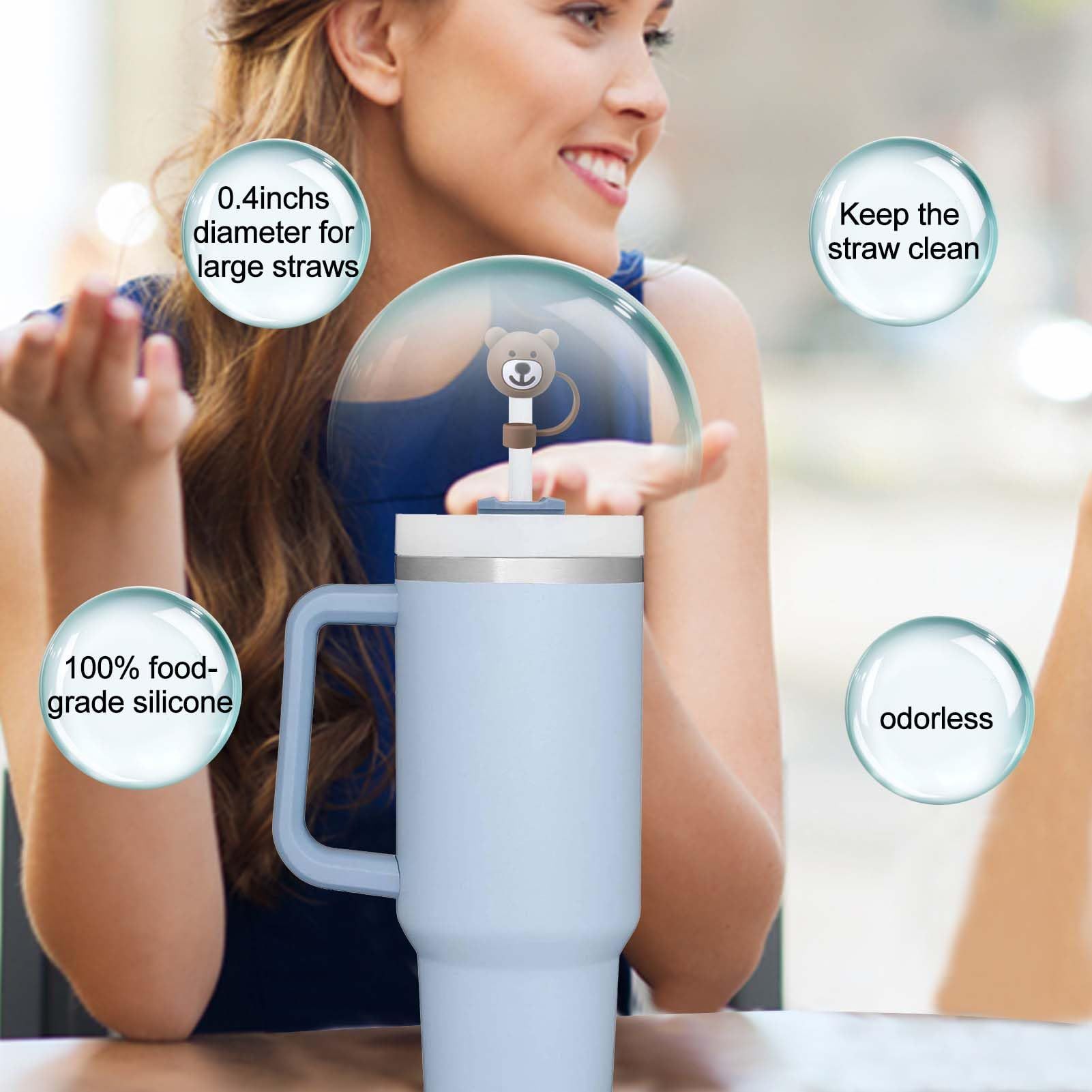 3Pcs Bear Straw Covers Compatible with 30&40oz and Simple Modern with Handle view 2