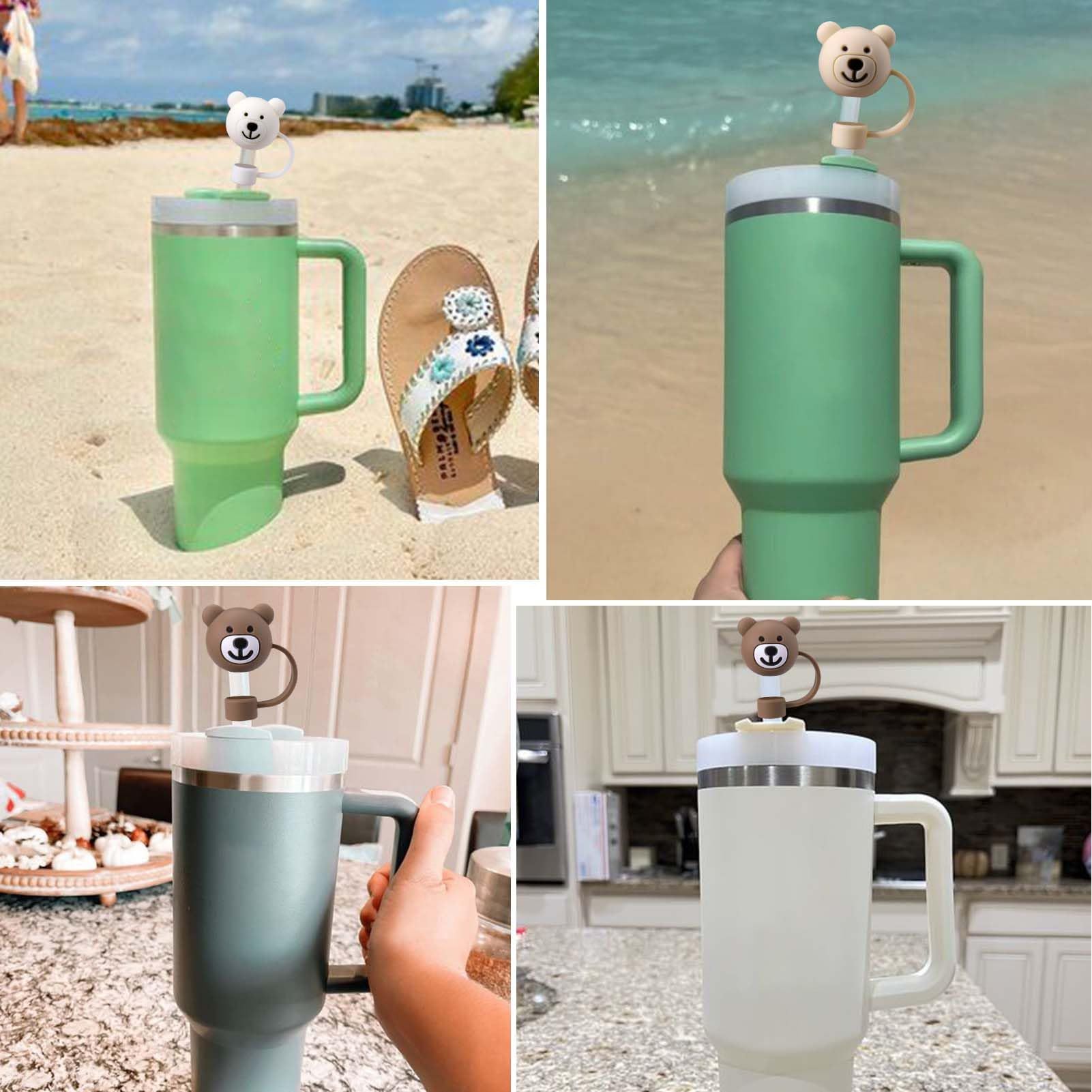 3Pcs Bear Straw Covers Compatible with 30&40oz and Simple Modern with Handle view 3