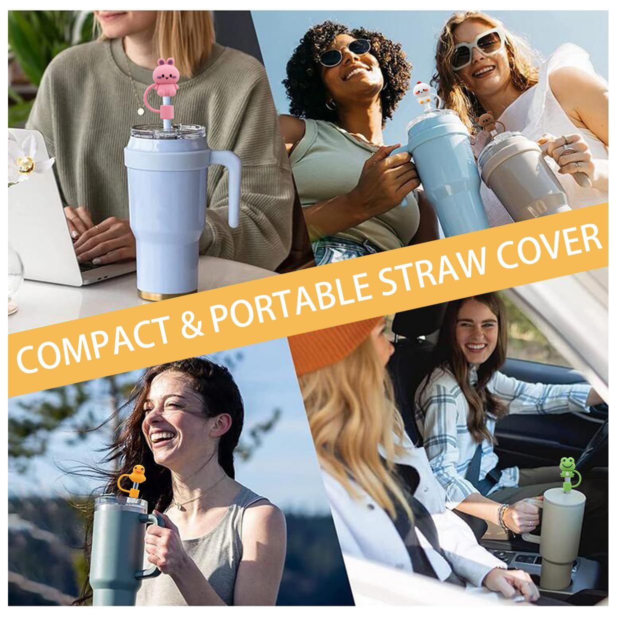 Straw Cover Cap,Silicone Straw Topper Compatible with Tumbler with Handle,10mm