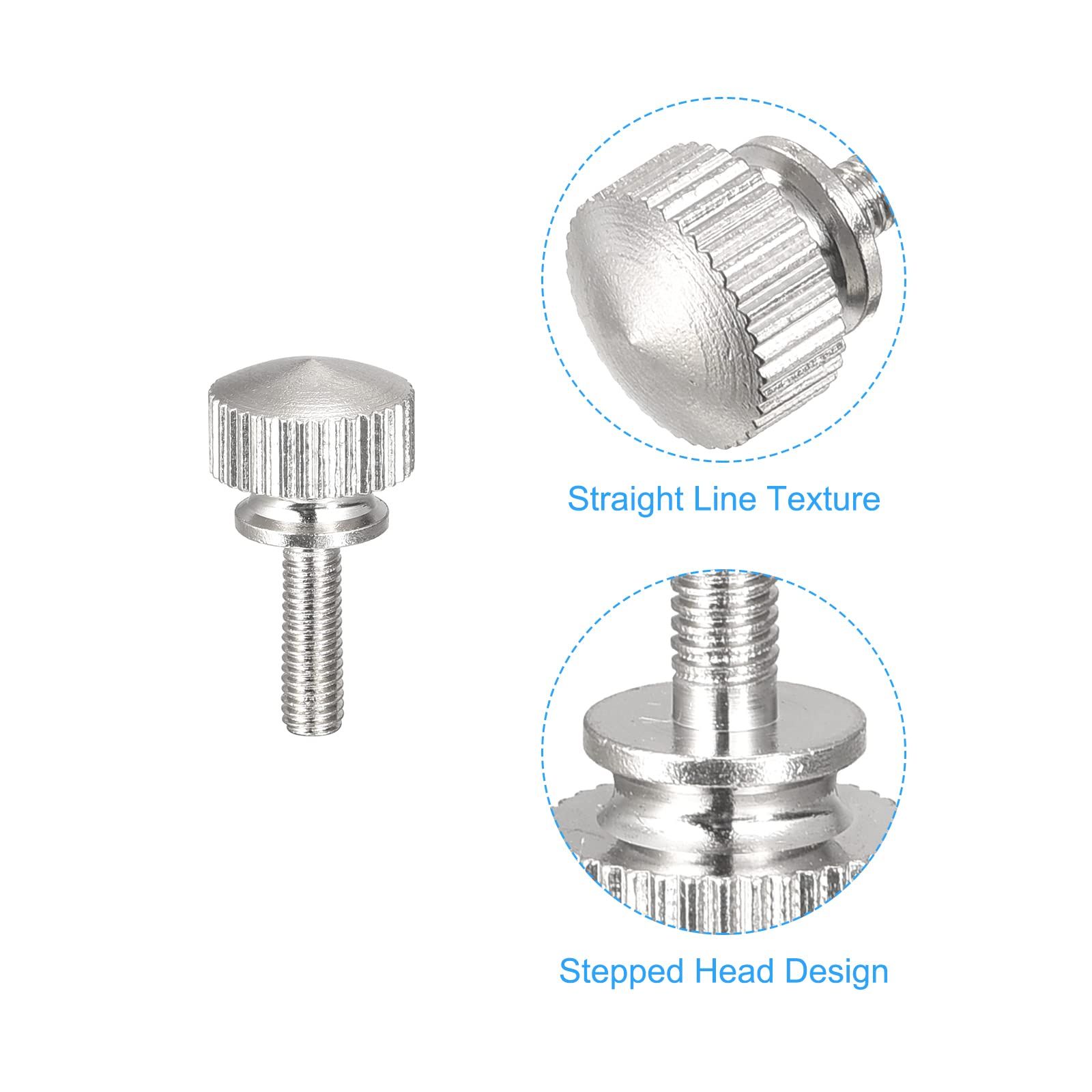 Knurled Thumb Screws, M3x10mm Brass Shoulder Bolts Grip Knobs Fasteners, 4Pcs view 3