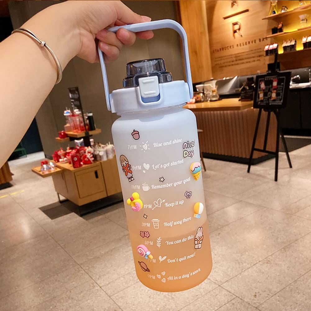 Cute Water Bottles Water Bottle with Straw and Stickers view 2
