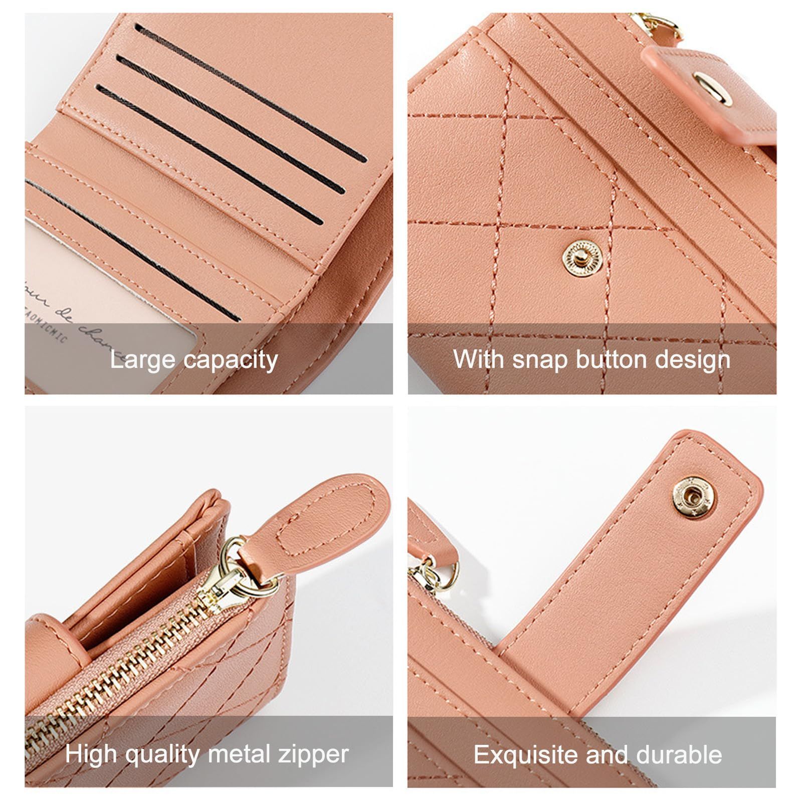 Small Wallet for Women, Credit Card Wallet with ID Window and Zipper Pocket PU view 2