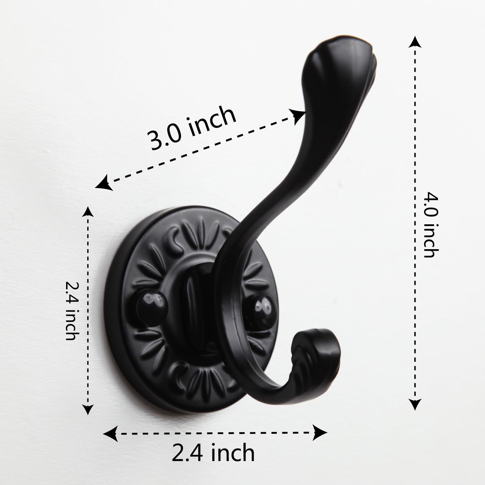 5pcs Black Coat Hooks Wall Mounted Coat Hooks Farmhouse Matte Black Wall Hooks view 4