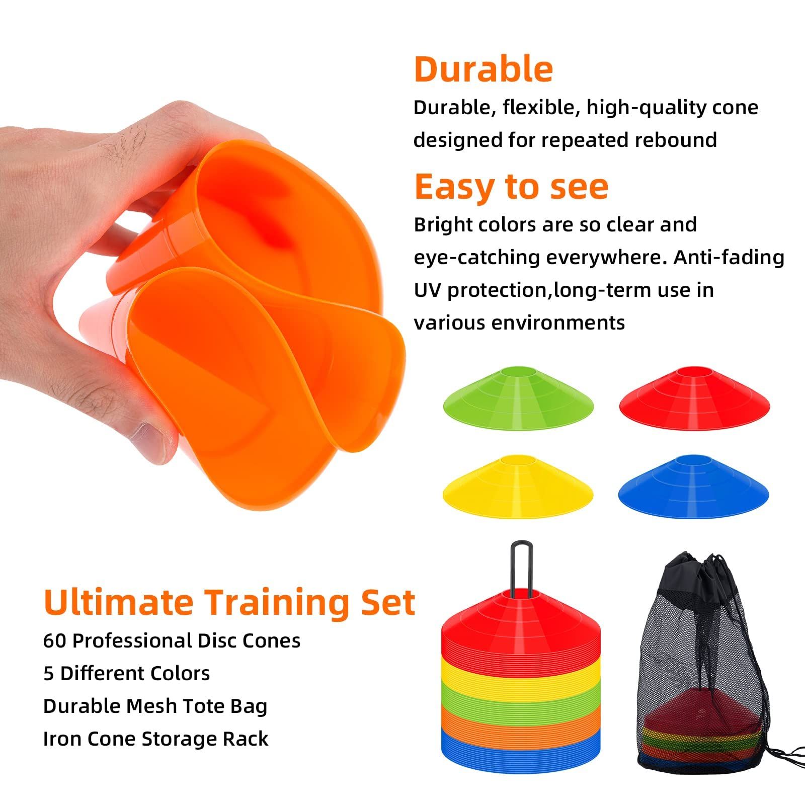 50 pack agile football cones with portable bags and brackets view 4