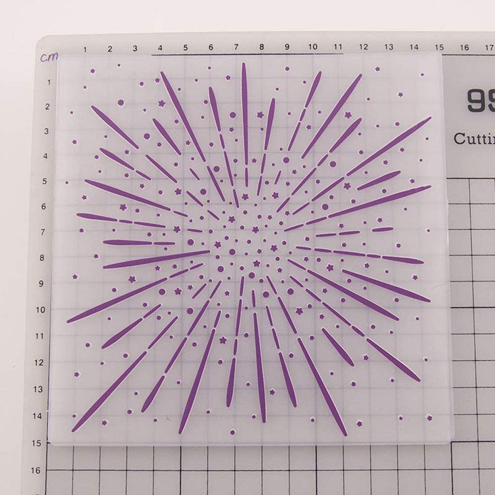 5.9 by 5.9 Inches Fireworks Line Plastic Template Embossing Folders for view 2