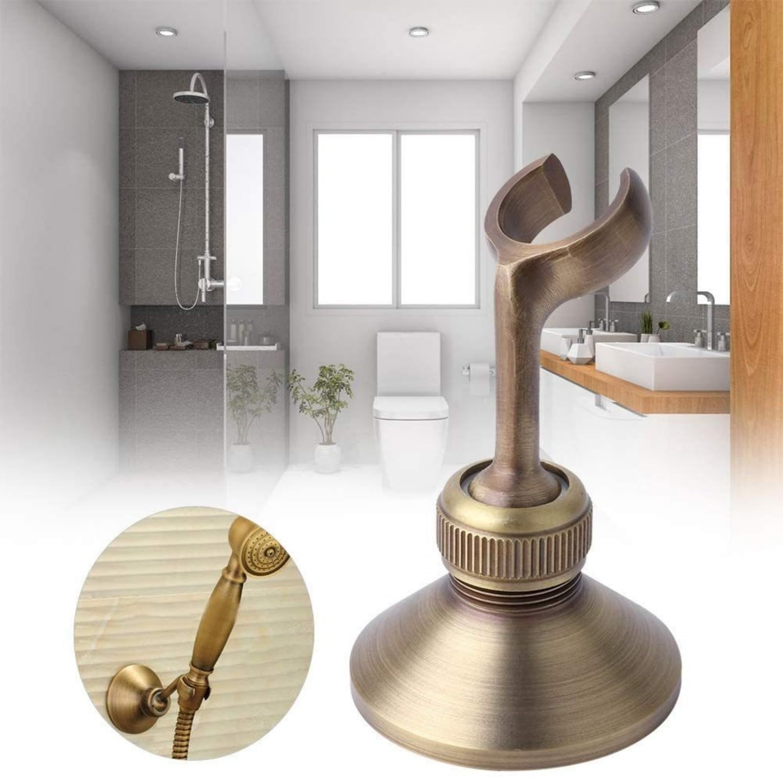 Shower Head Holder Vintage Adjustable Brass Hand Shower Arm Bracket Wall Mount