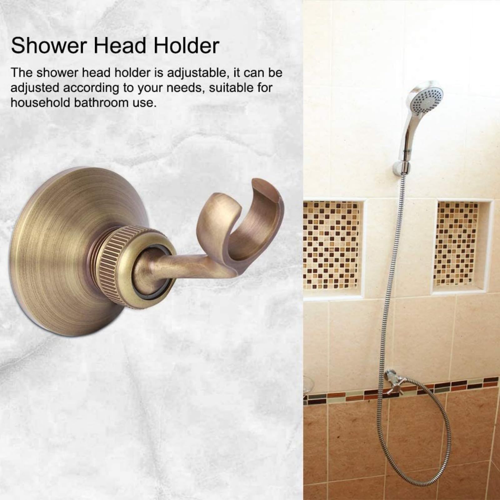 Shower Head Holder Vintage Adjustable Brass Hand Shower Arm Bracket Wall Mount view 4