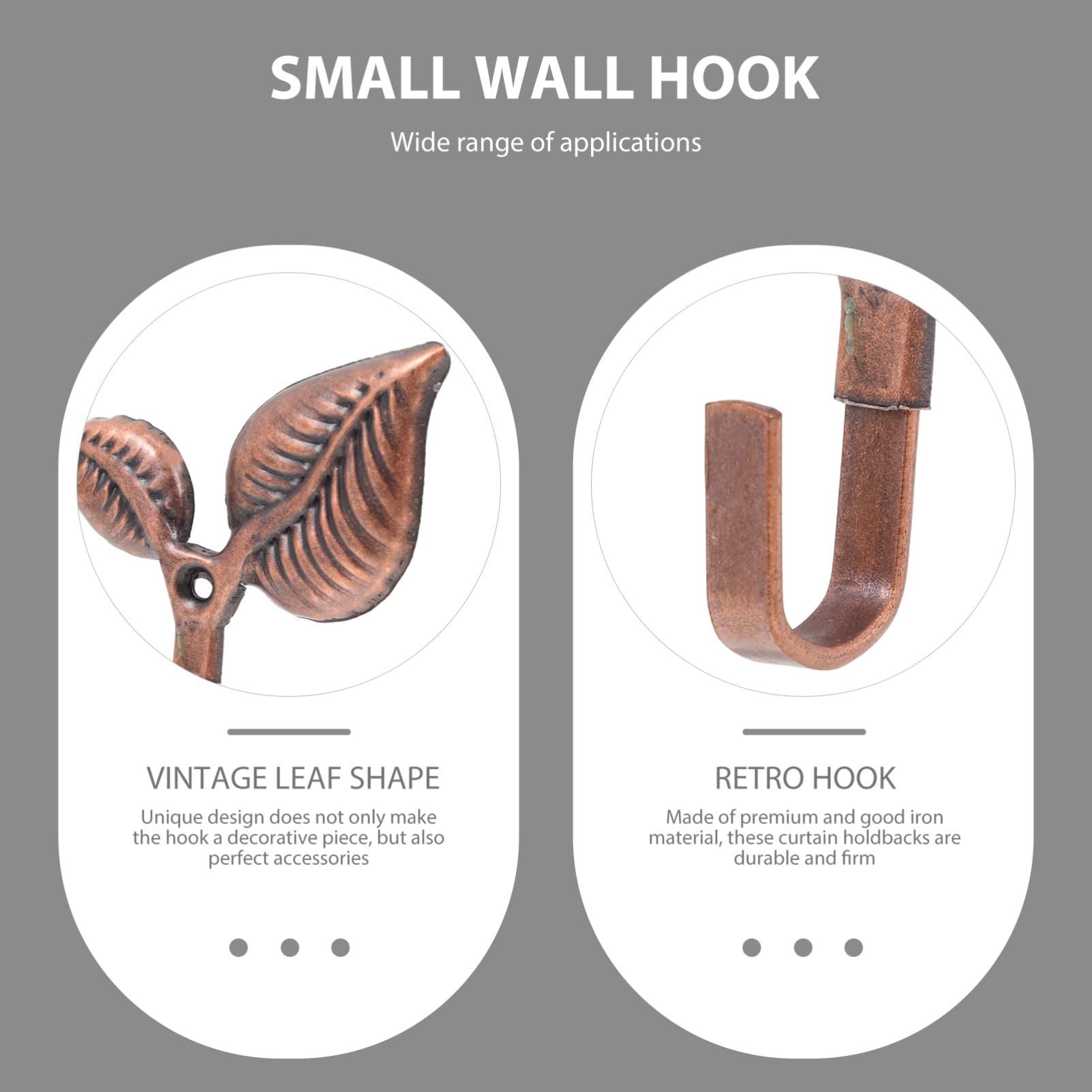 4pcs Metal Leaf Shaped Single Wall Hooks Vintage Iron Coat Hooks Rustic Wall view 2