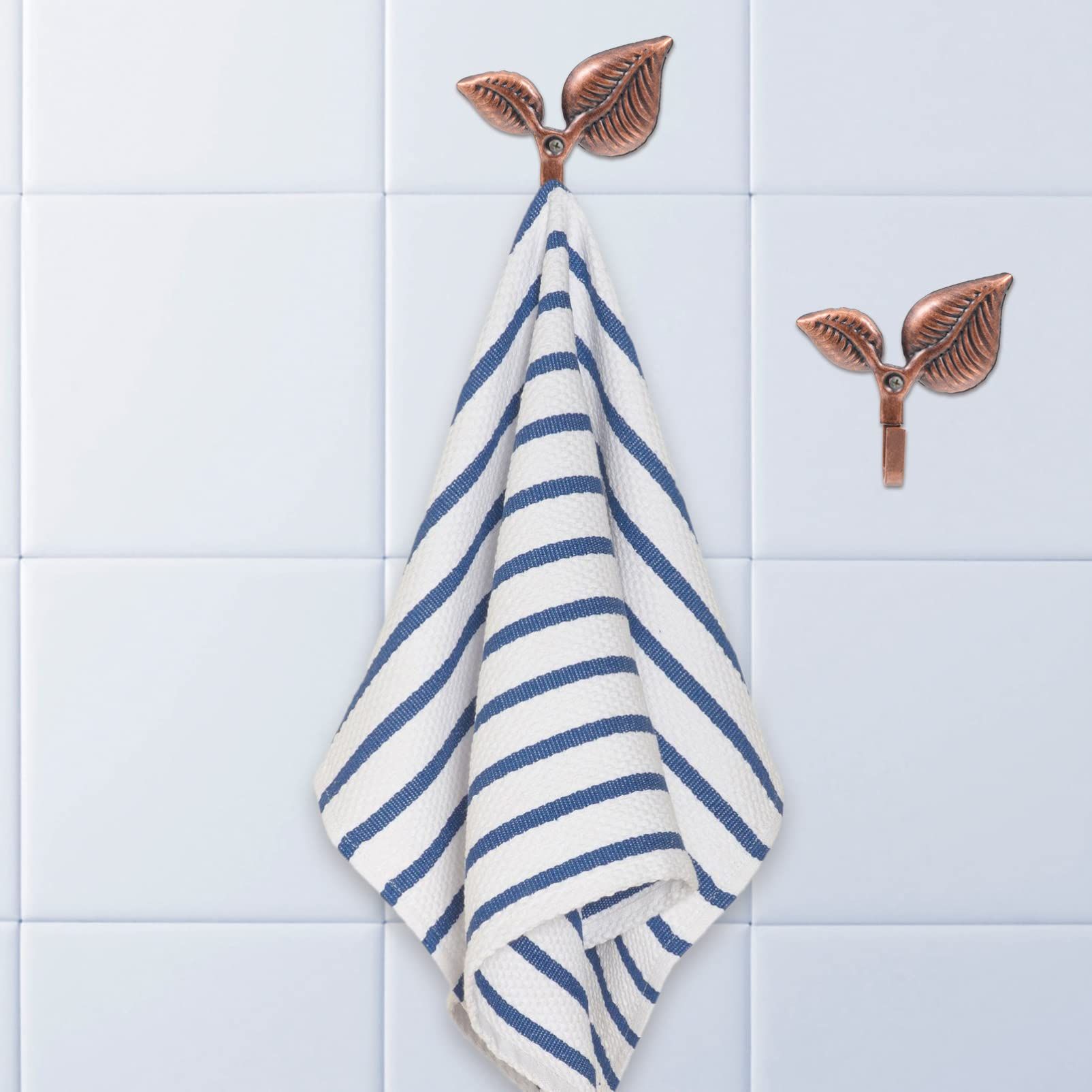 4pcs Metal Leaf Shaped Single Wall Hooks Vintage Iron Coat Hooks Rustic Wall view 3