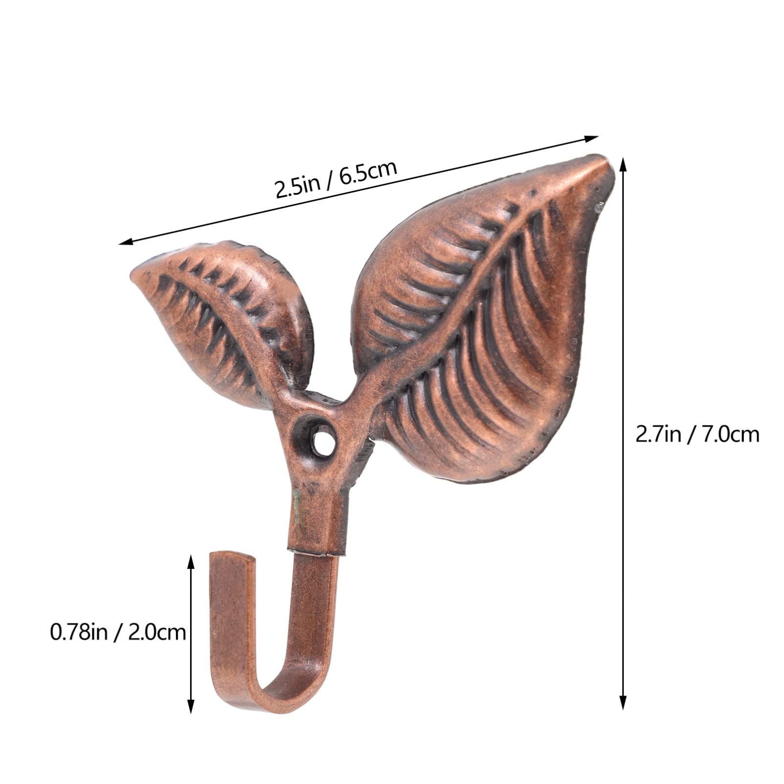 4pcs Metal Leaf Shaped Single Wall Hooks Vintage Iron Coat Hooks Rustic Wall view 4