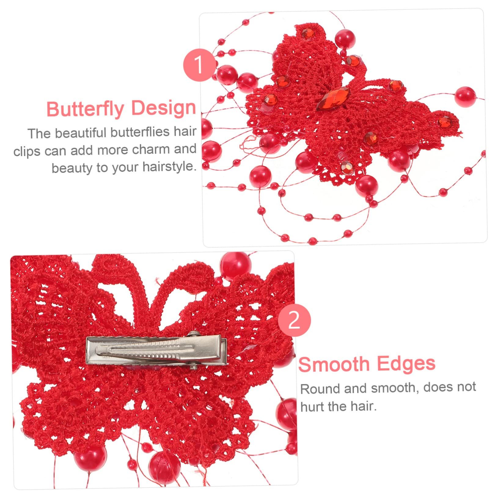 2pcs Lace Butterfly Hair Clip Lace Clips Lace Hair Clips for Women Butterflies view 3