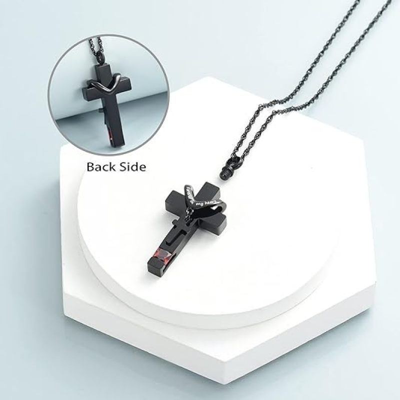 Urn Necklaces for Ashes Cross Cremation Pendant Urns for Human Ashes Memorial view 2