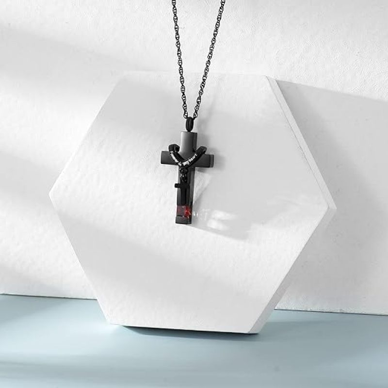 Urn Necklaces for Ashes Cross Cremation Pendant Urns for Human Ashes Memorial view 3