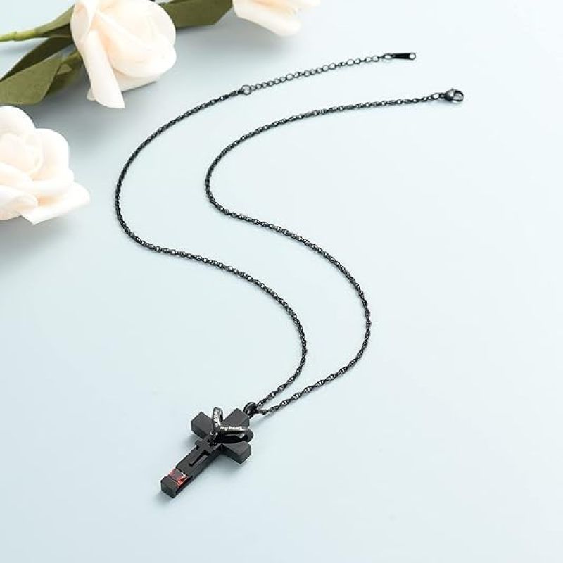 Urn Necklaces for Ashes Cross Cremation Pendant Urns for Human Ashes Memorial view 4