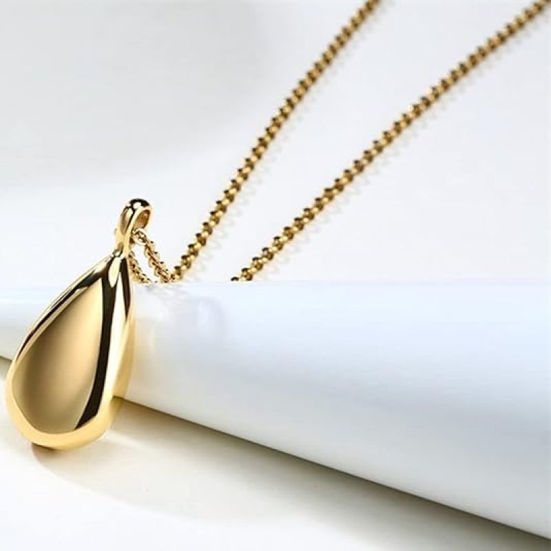 Carved Teardrop Keepsake Ashes Necklace Urn Pendant Cremation Memorial view 2