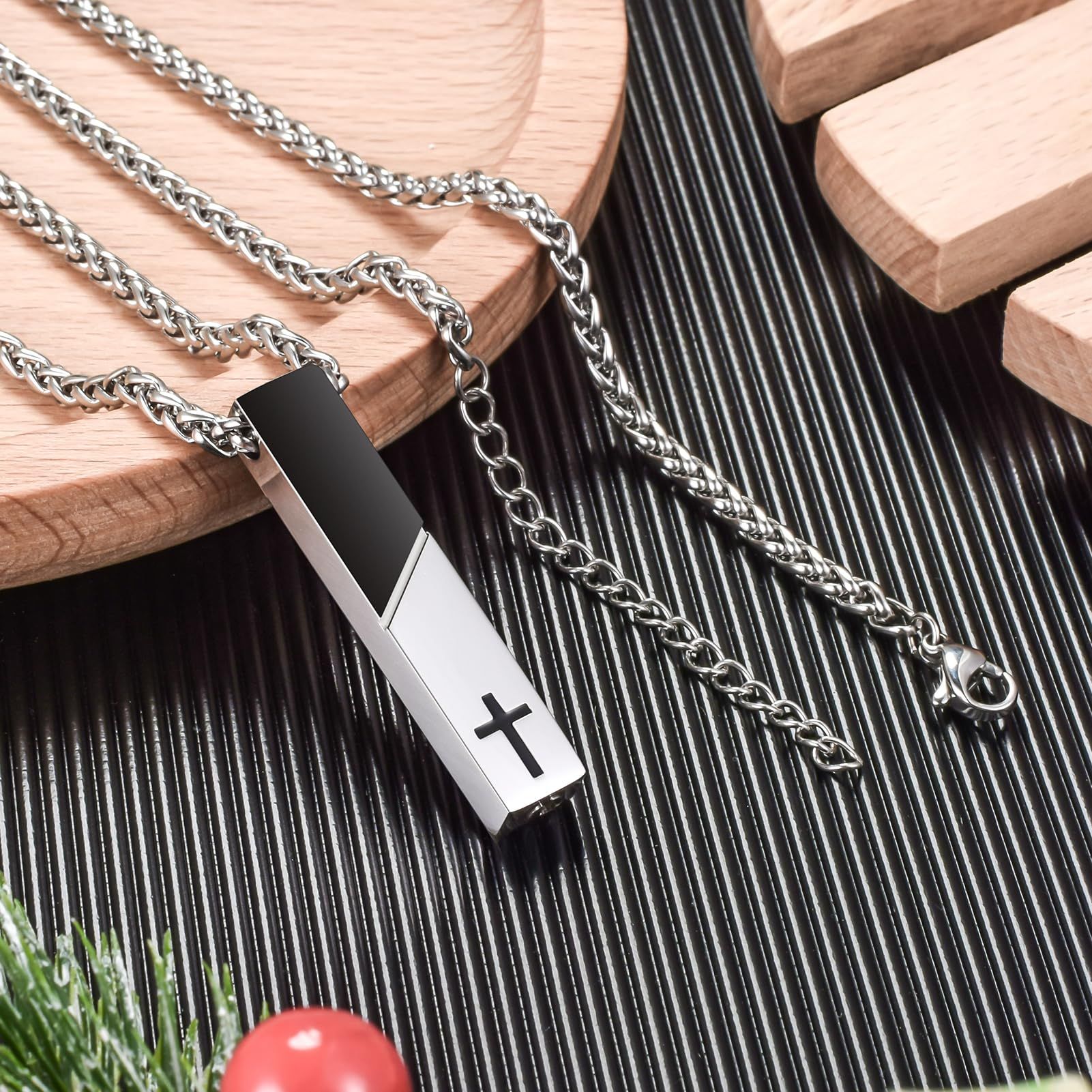 Cremation Urn Necklace for Ashes Urn Jewelry Cross Cube Ash Necklace Memorial view 3
