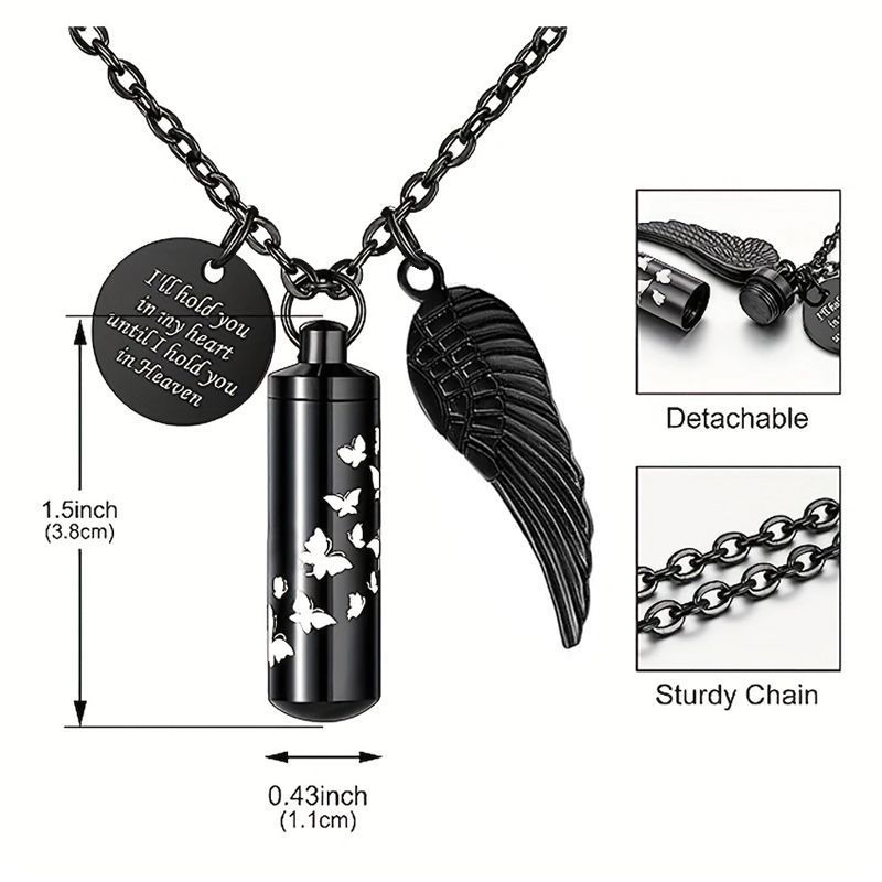 2PCS Cremation Jewelry Urn Necklace for Ashes Memorial Ashes Necklace with view 3