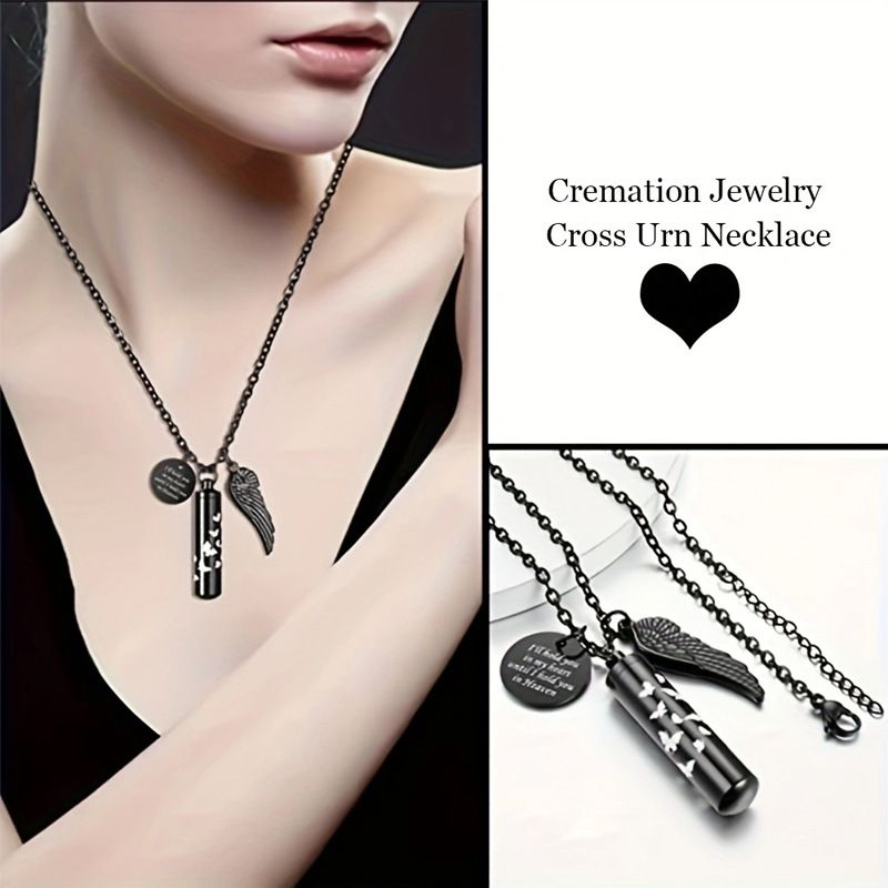 2PCS Cremation Jewelry Urn Necklace for Ashes Memorial Ashes Necklace with view 4