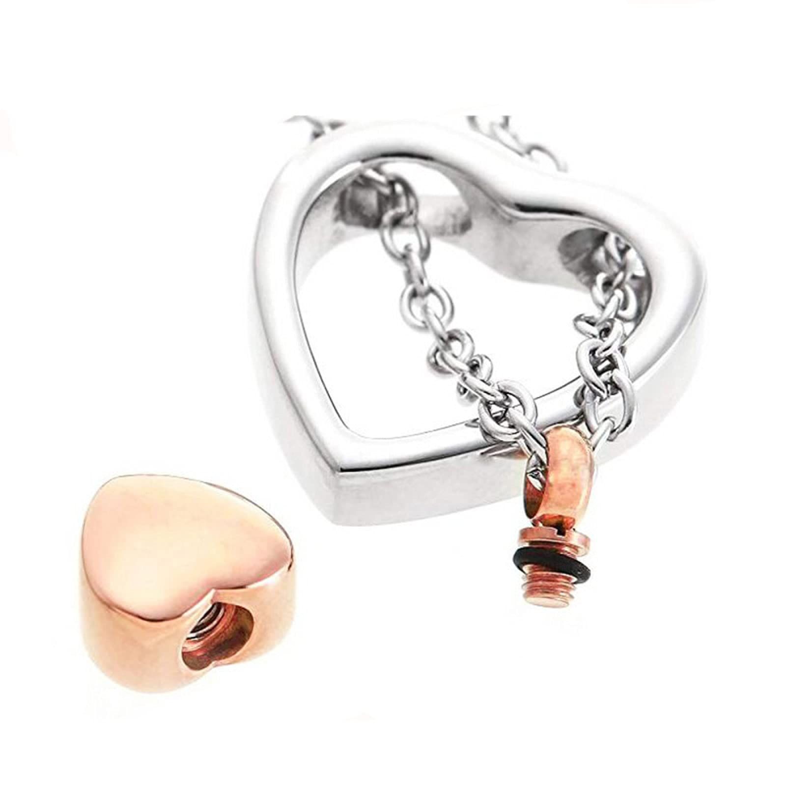 Love Heart Cremation Jewelry Rose Gold Plated Urn Necklaces for Ashes Memorial