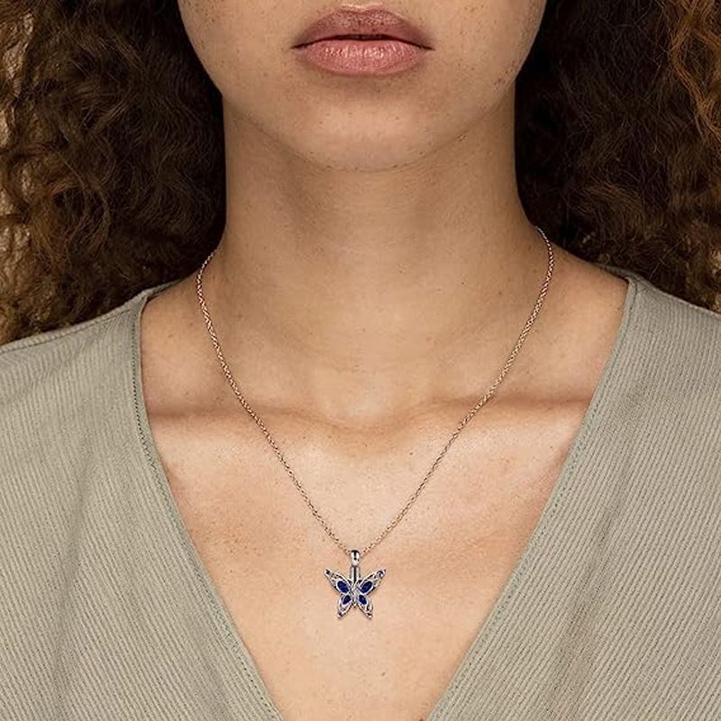 Butterfly Cremation Urn Necklace for Ashes Sterling Silver Memorial Keepsake view 2