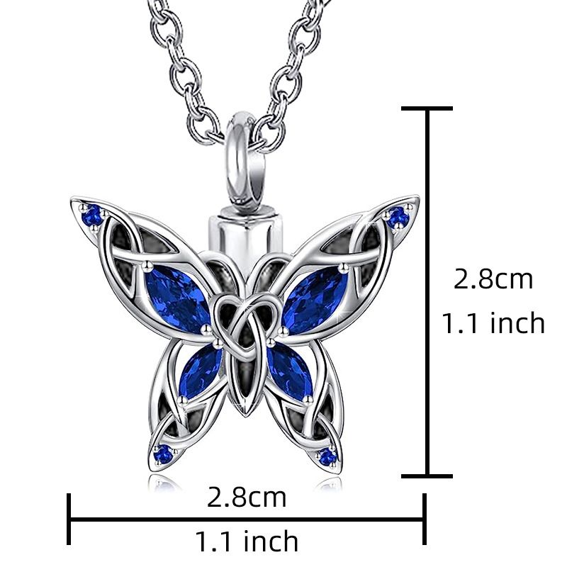 Butterfly Cremation Urn Necklace for Ashes Sterling Silver Memorial Keepsake view 3