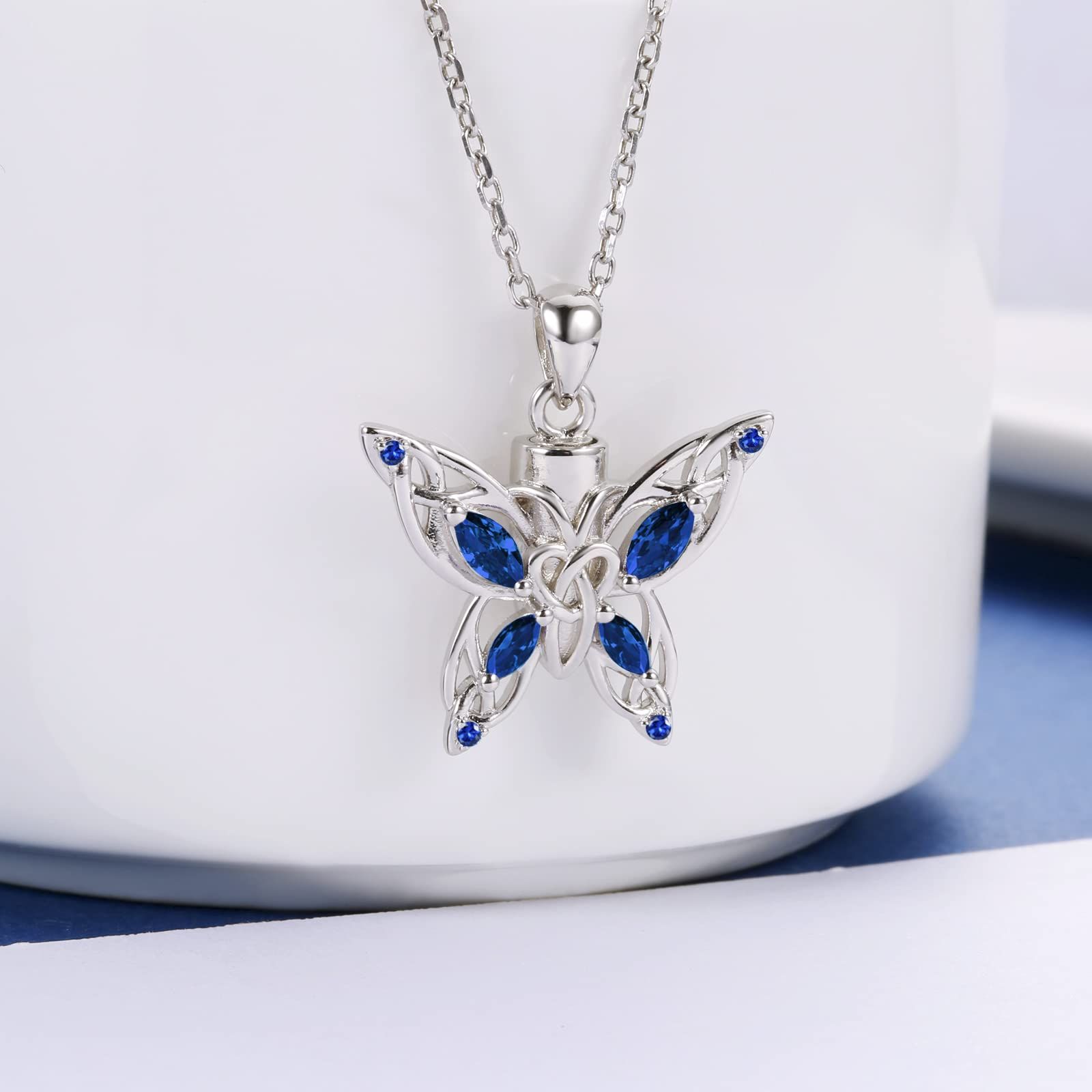 Butterfly Cremation Urn Necklace for Ashes Sterling Silver Memorial Keepsake view 4