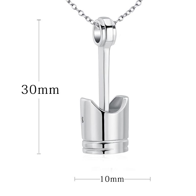 Parts Stainless Cremation Urn Necklace For Men Memorial Jewelry-Motor Piston view 2